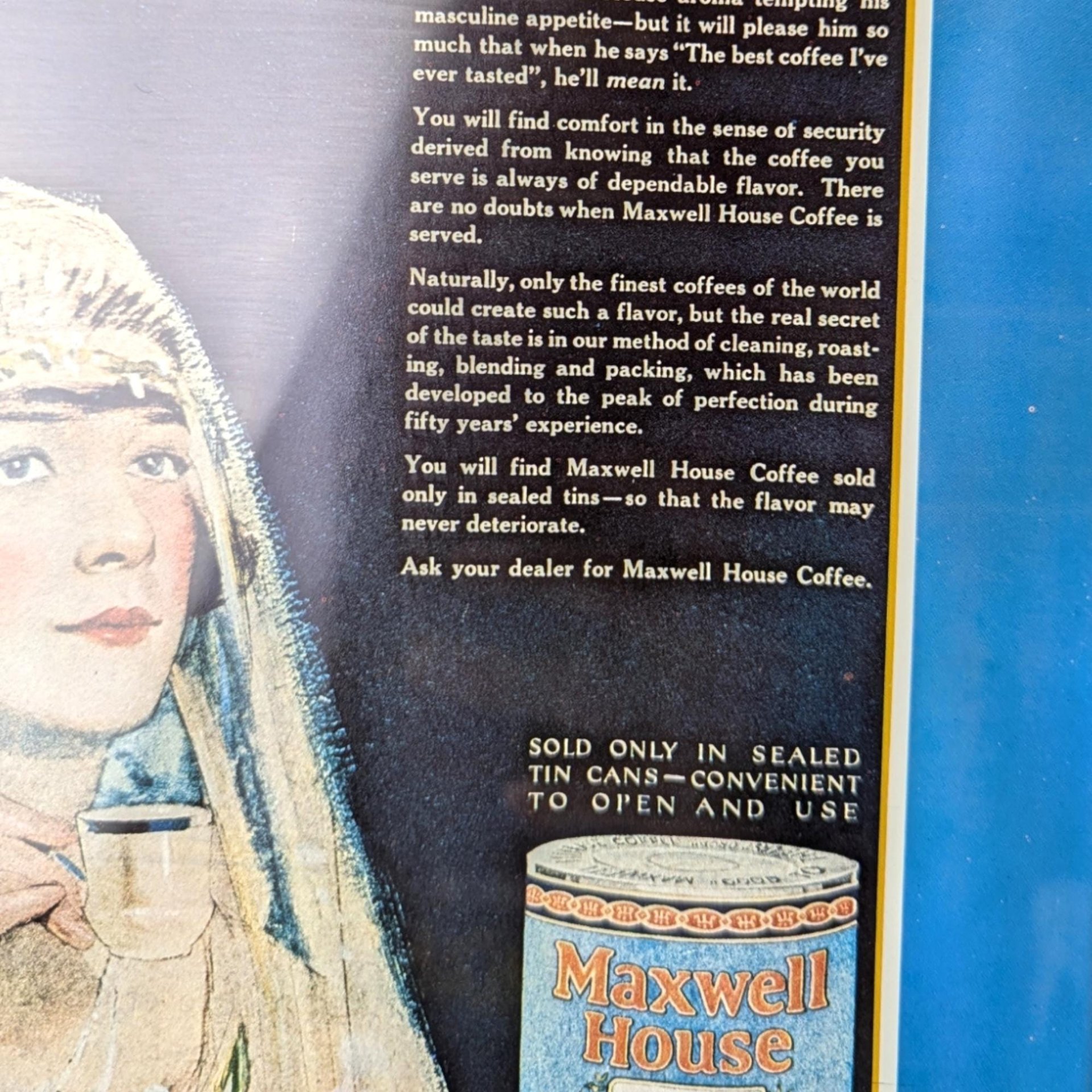Set of 3 Vintage Framed Ad Prints, Black Jack Gum, Maxwell House Coffee, Postum Beverage, Retro Decor, Advertising Art