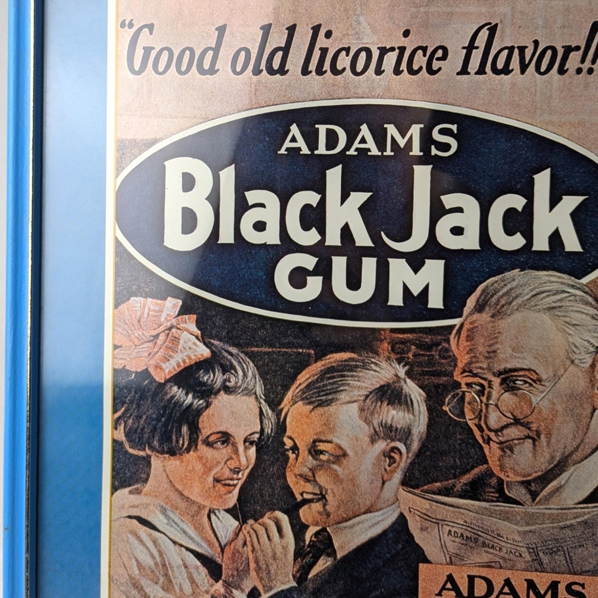 Set of 3 Vintage Framed Ad Prints, Black Jack Gum, Maxwell House Coffee, Postum Beverage, Retro Decor, Advertising Art