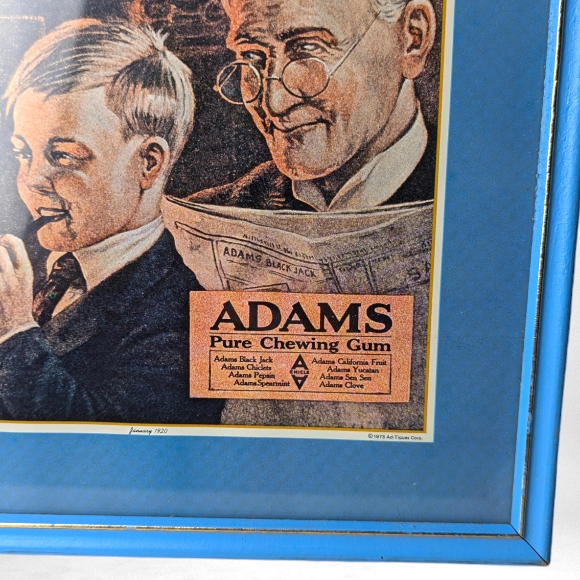 Set of 3 Vintage Framed Ad Prints, Black Jack Gum, Maxwell House Coffee, Postum Beverage, Retro Decor, Advertising Art