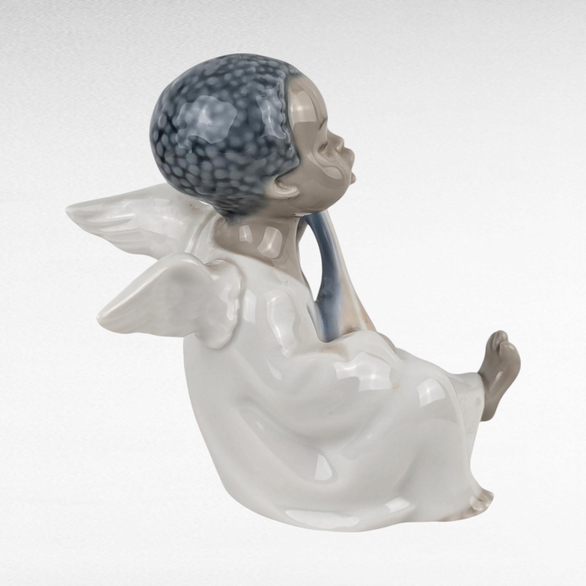 Vintage Lladro Black Legacy Angel Playing Lute Figurine, Cherub Music Angel, Collectible Lladro, Angel Decor, Gift for Music Lover