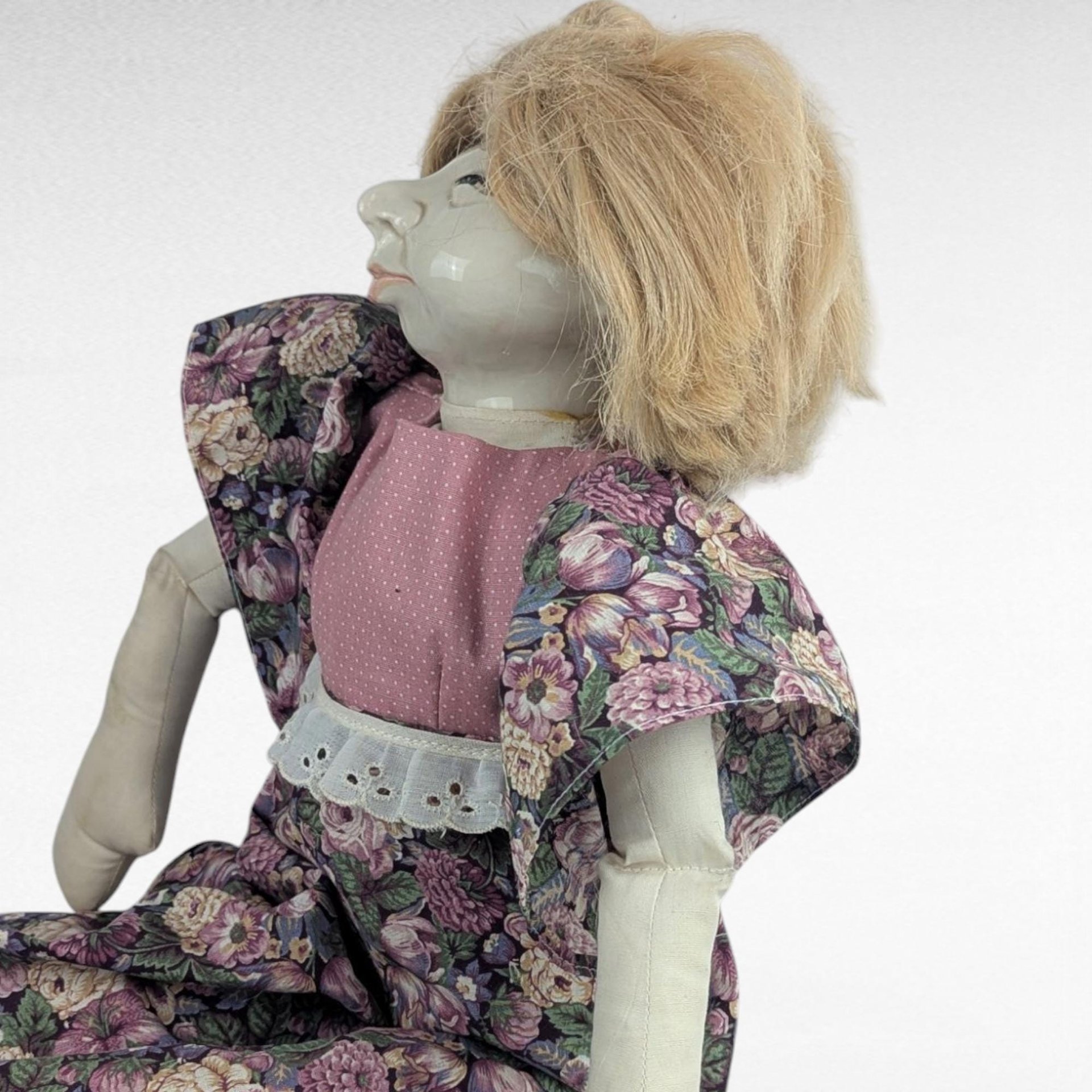1970s Barbara Lorin Folk Art Doll Pair, Vintage Porcelain Head Dolls, Soft Body Dolls, Collectible Dolls, Handmade Folk, Vintage Dolls