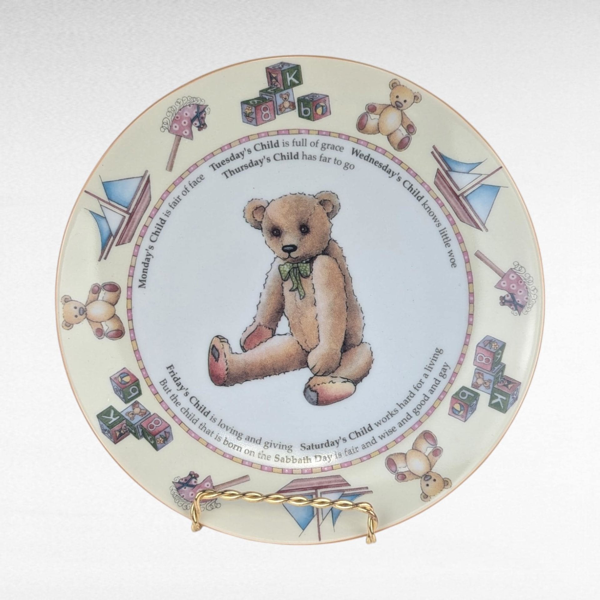 Vintage Royal Worcester Days of the Week 3-Piece Child Set, Mug, Bowl, Plate, Nursery Rhyme Decor, Baby Shower Gift, Christening Present