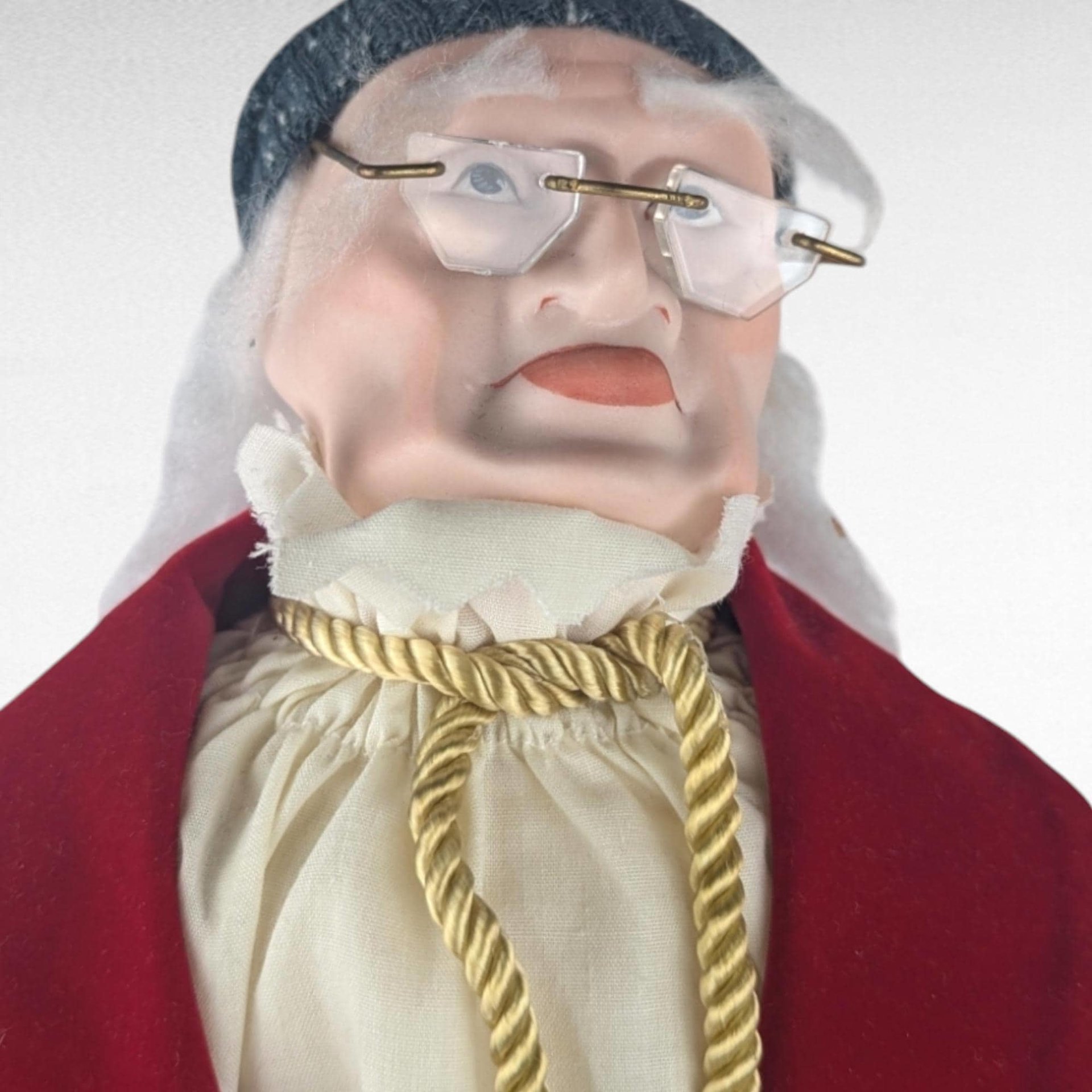 Vintage Dept 56 Scrooge Doll, 19.5" Dickens Caroler Figurine, Collectible Christmas Decor, Gift for Dickens Fan, Holiday Display