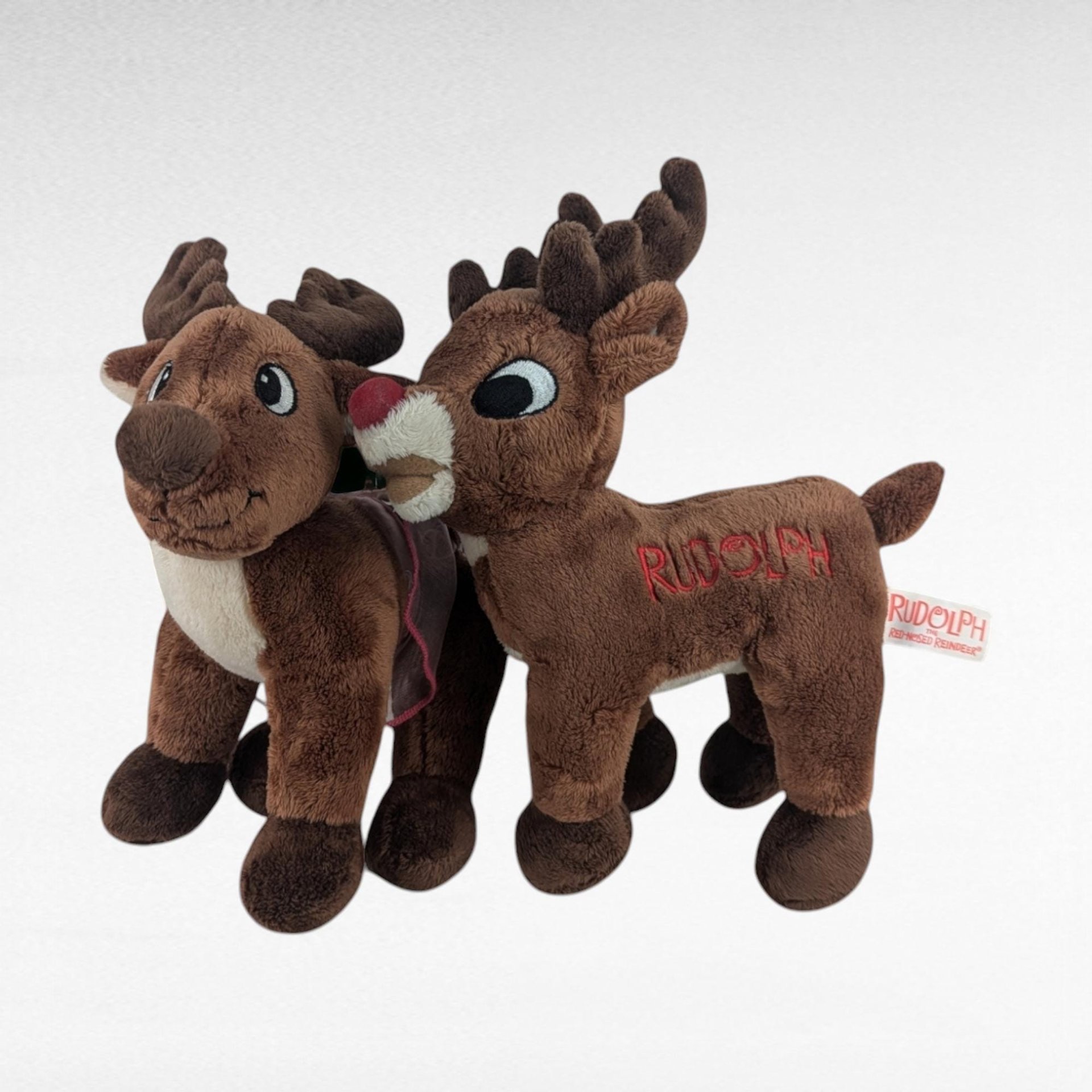 Vintage Dandee Rudolph & Dancer Plush Set, Christmas Holiday Decor, Nostalgic Plush Toys, Gift for Rudolph Fan