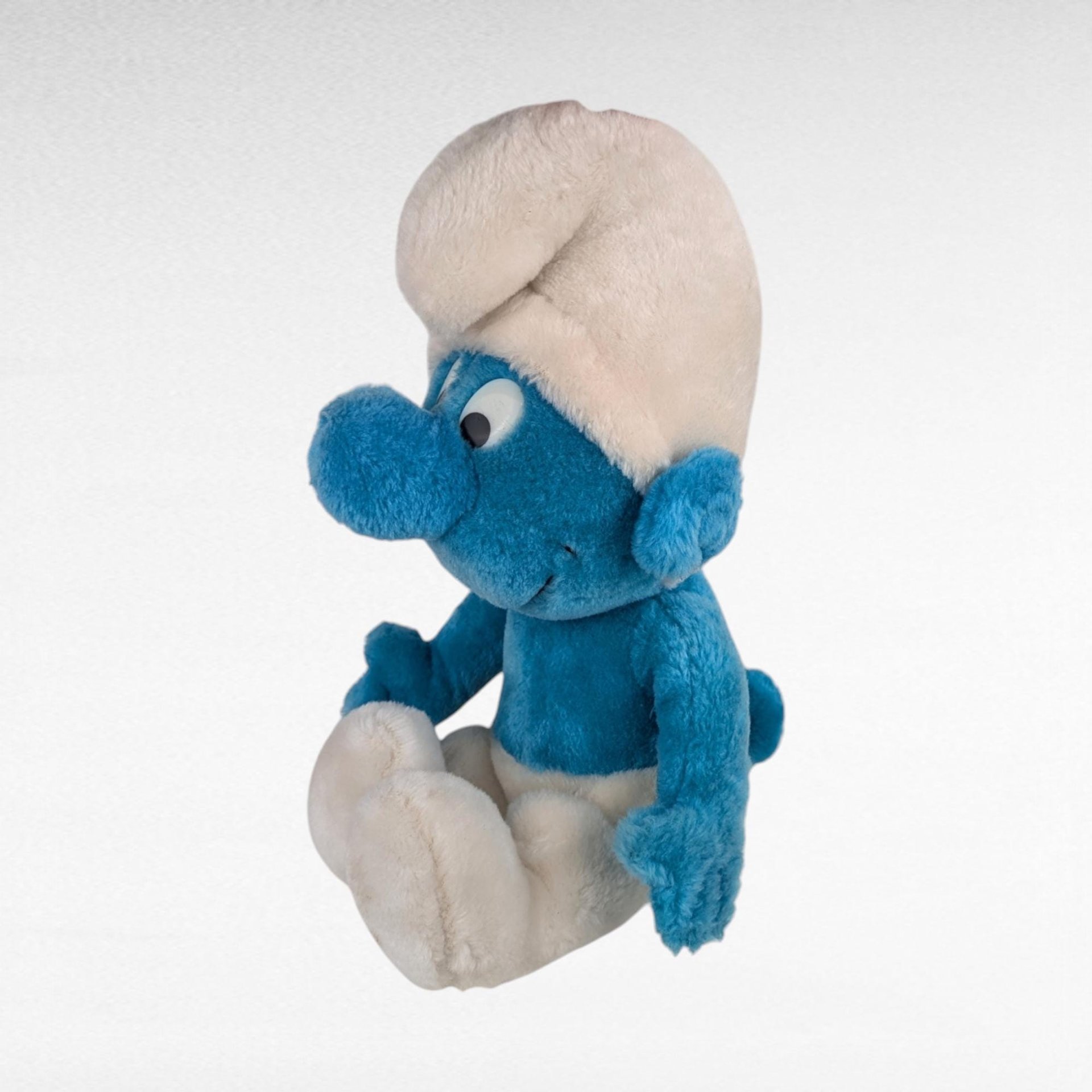 Vintage 1979 Smurf Plush Toy, 12" Sitting Smurf, Collectible Smurf, Gift for Smurf Fan