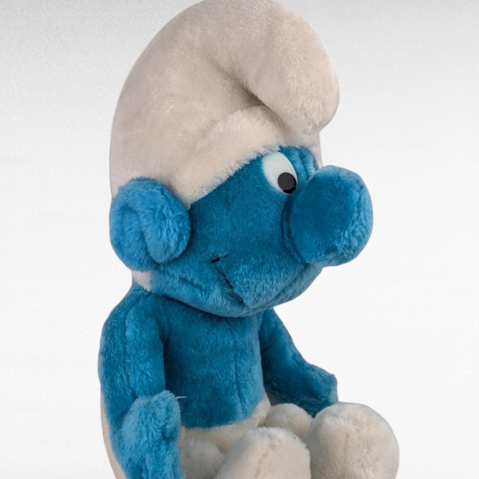 Vintage 1979 Smurf Plush Toy, 12" Sitting Smurf, Collectible Smurf, Gift for Smurf Fan