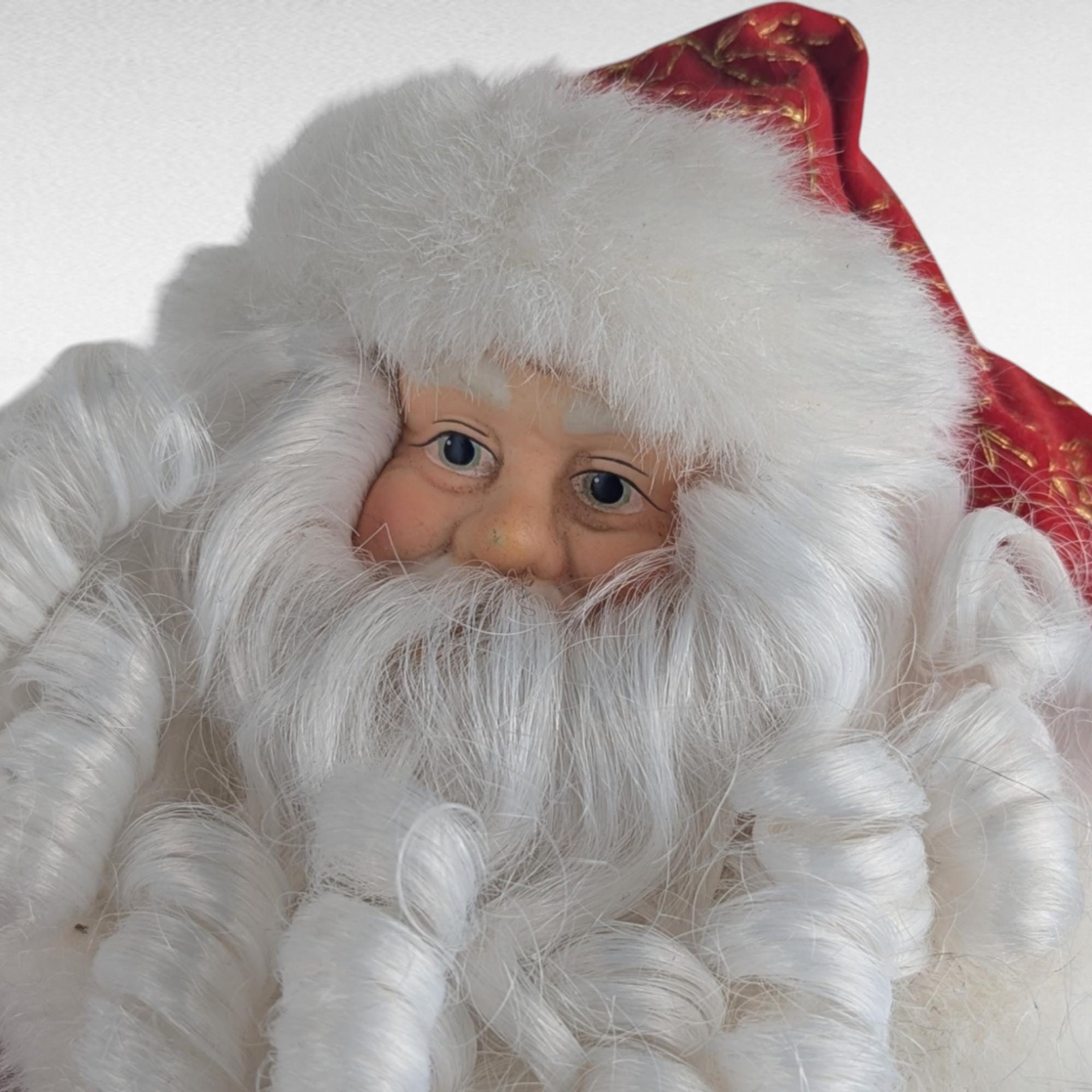 Vintage Santa with Bag and Bells Figure, 12", Christmas Decor, Holiday Collectible, Gift for Santa Collector