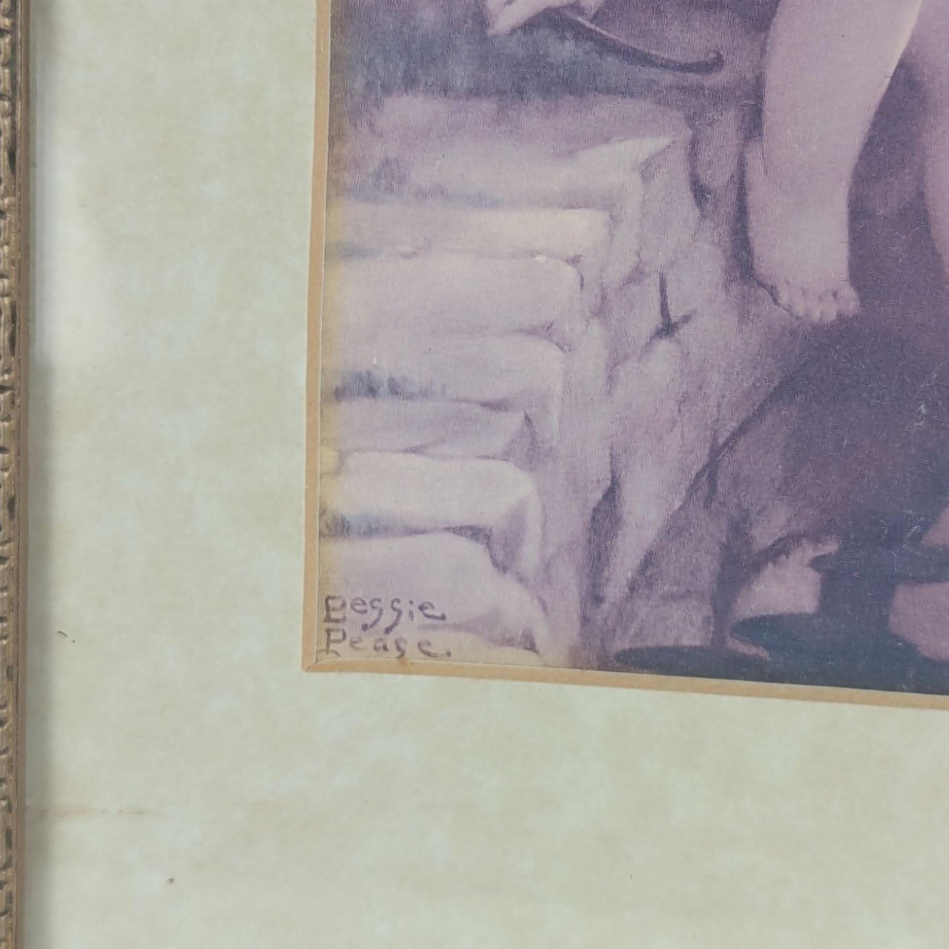 Vintage Framed Bessie Pease Gutmann Cherub and Butterfly Print, 9x7 Inch, Angel Art, Nursery Decor, Gift for Baby Shower