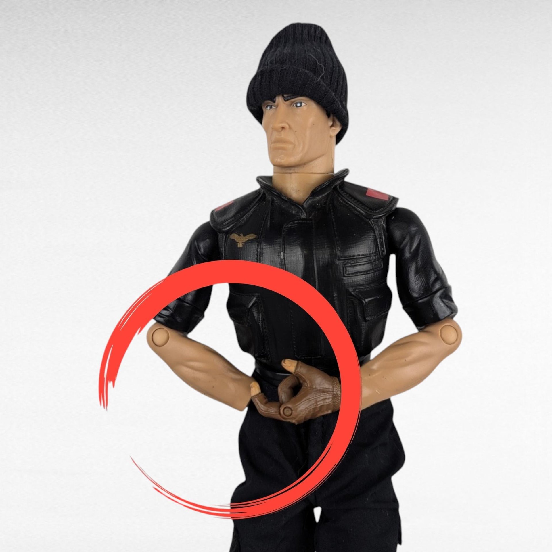 Vintage 1990s Hasbro GI Joe Action Figure, Black Outfit, MISSING HAND, Accessories, 12", Collectible Toy, Gift for Collector