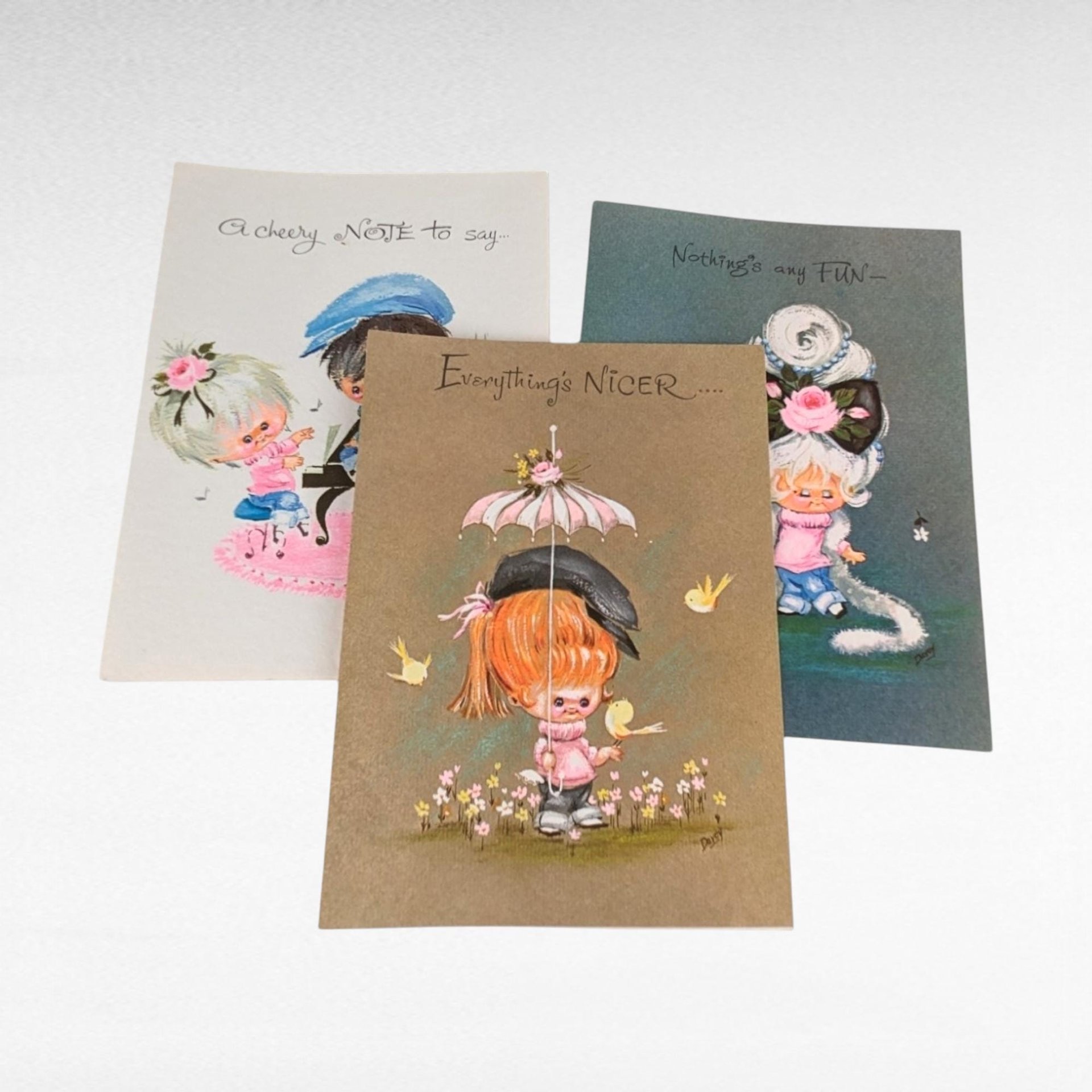 Vintage 1960s Greeting Cards Set, 18 Cards Total, Unused, Happy Birthday, Get Well, Friendship, Gift for Collector, Retro Stationery