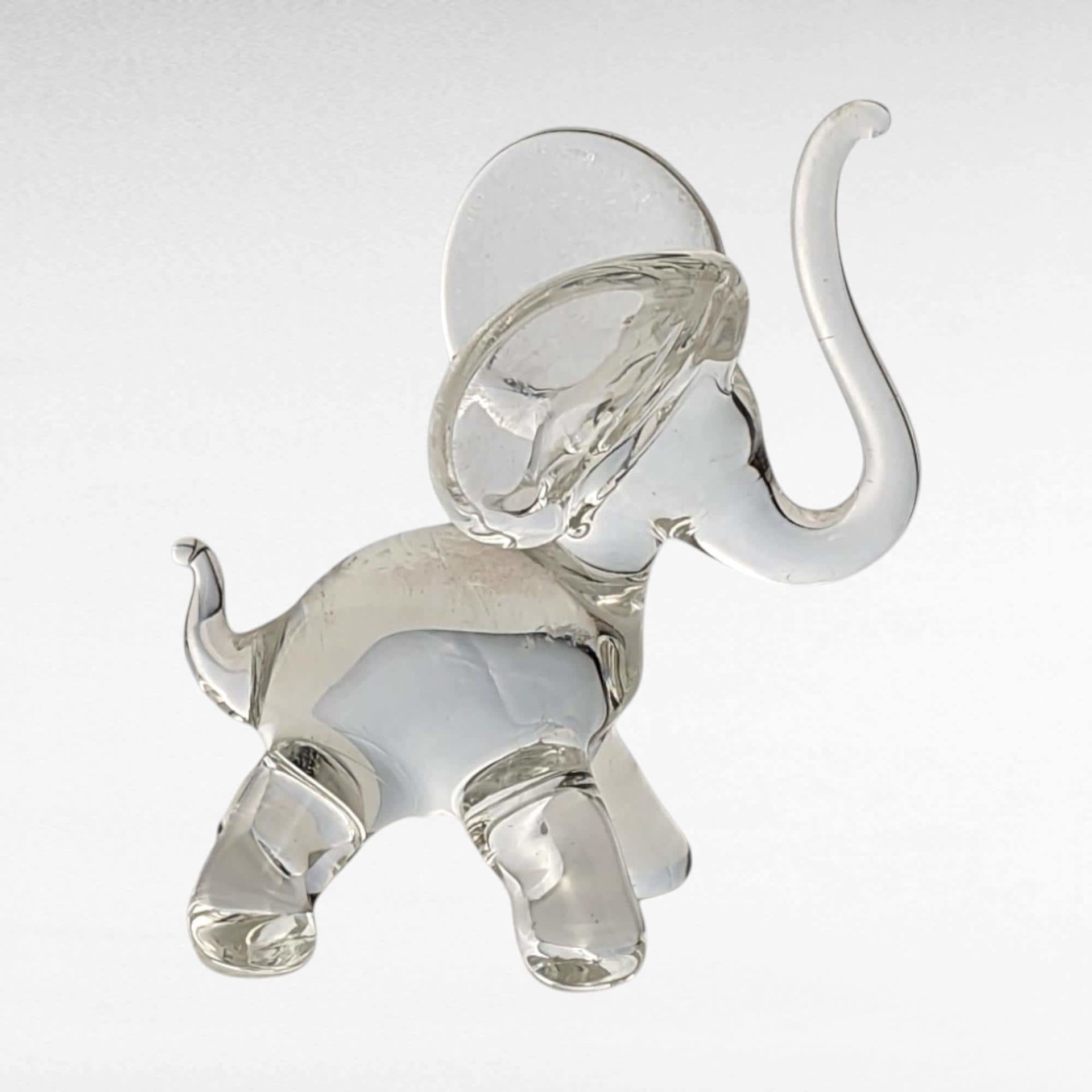 Vintage Glass Animal Figurines - Cat & Elephant Set - Clear Glass Decor, Collectible Glass, Animal Lover Gift