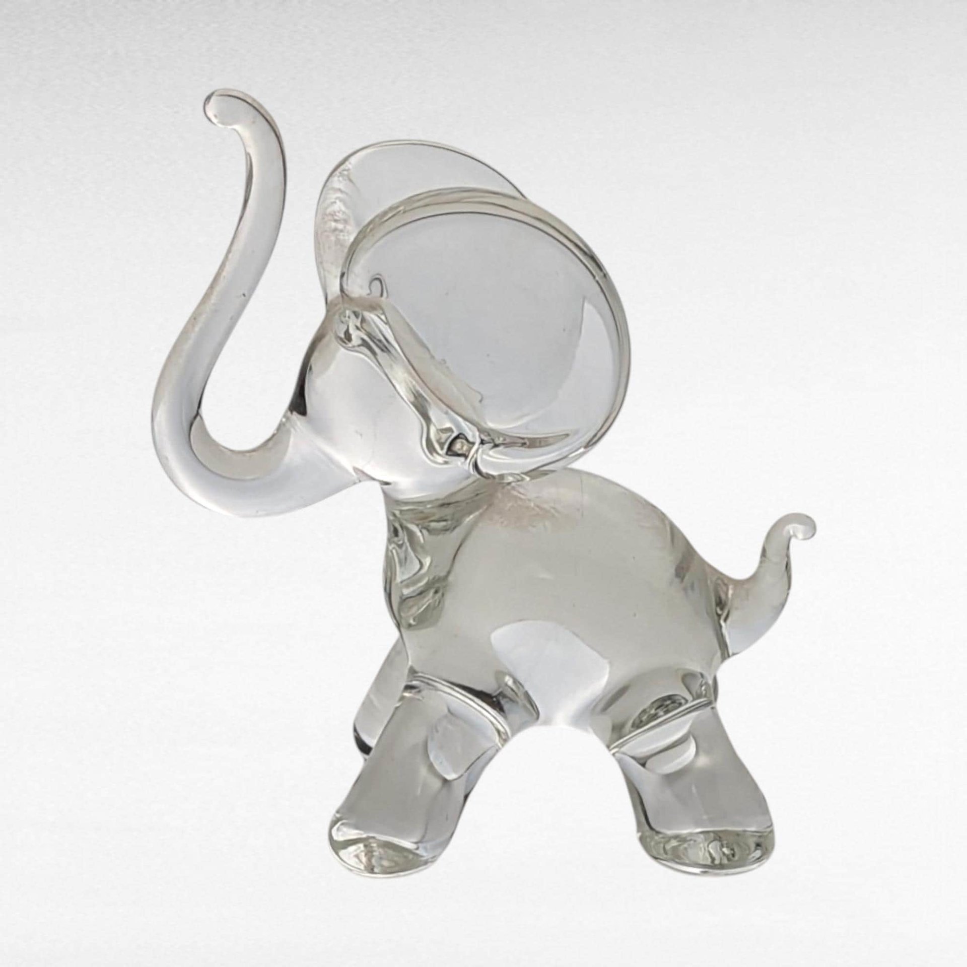 Vintage Glass Animal Figurines - Cat & Elephant Set - Clear Glass Decor, Collectible Glass, Animal Lover Gift