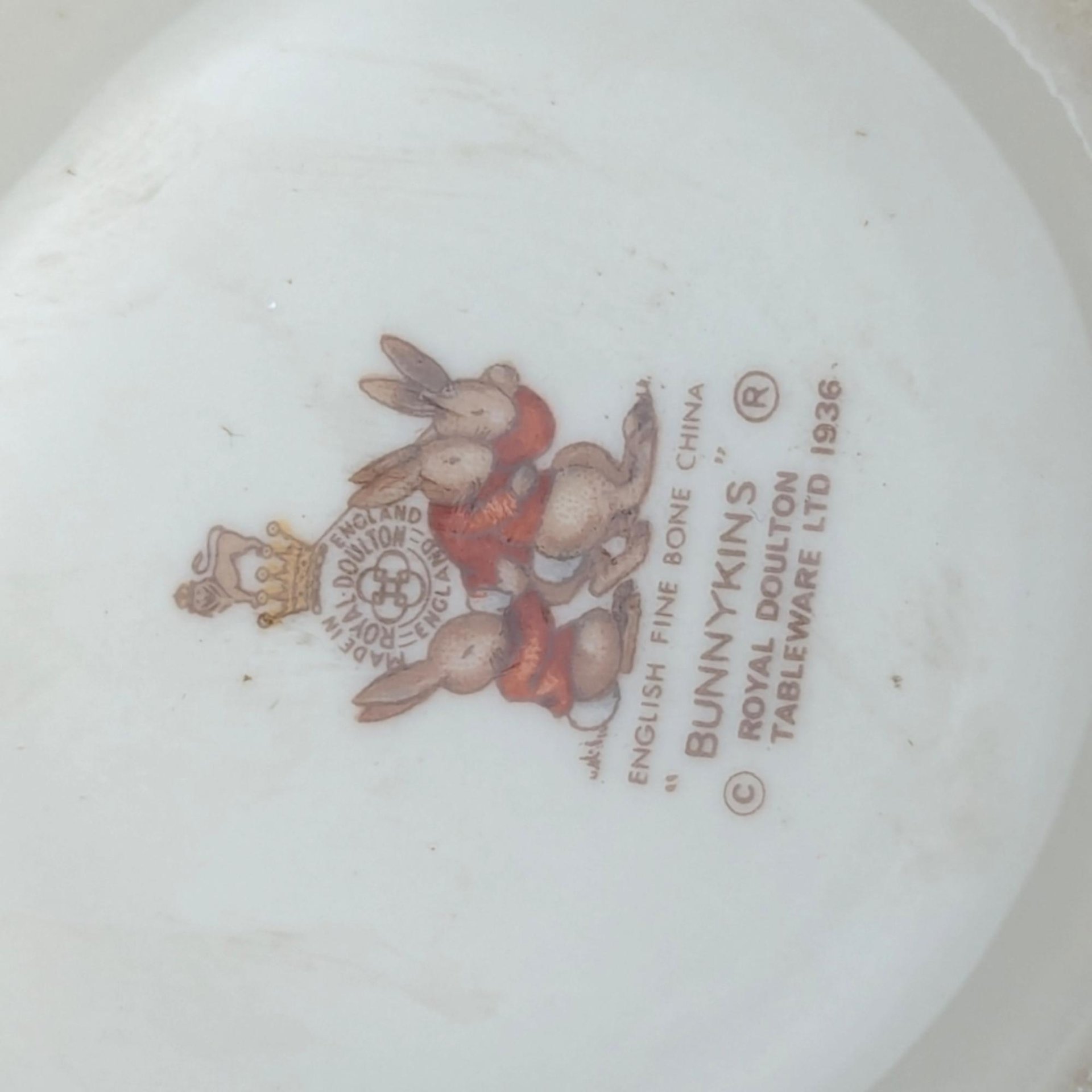 Vintage Royal Doulton Bunnykins Sledding Two Handled Mug, Children's Gift, Collectible Bunnykins Mug, Christening Gift, Nursery Decor