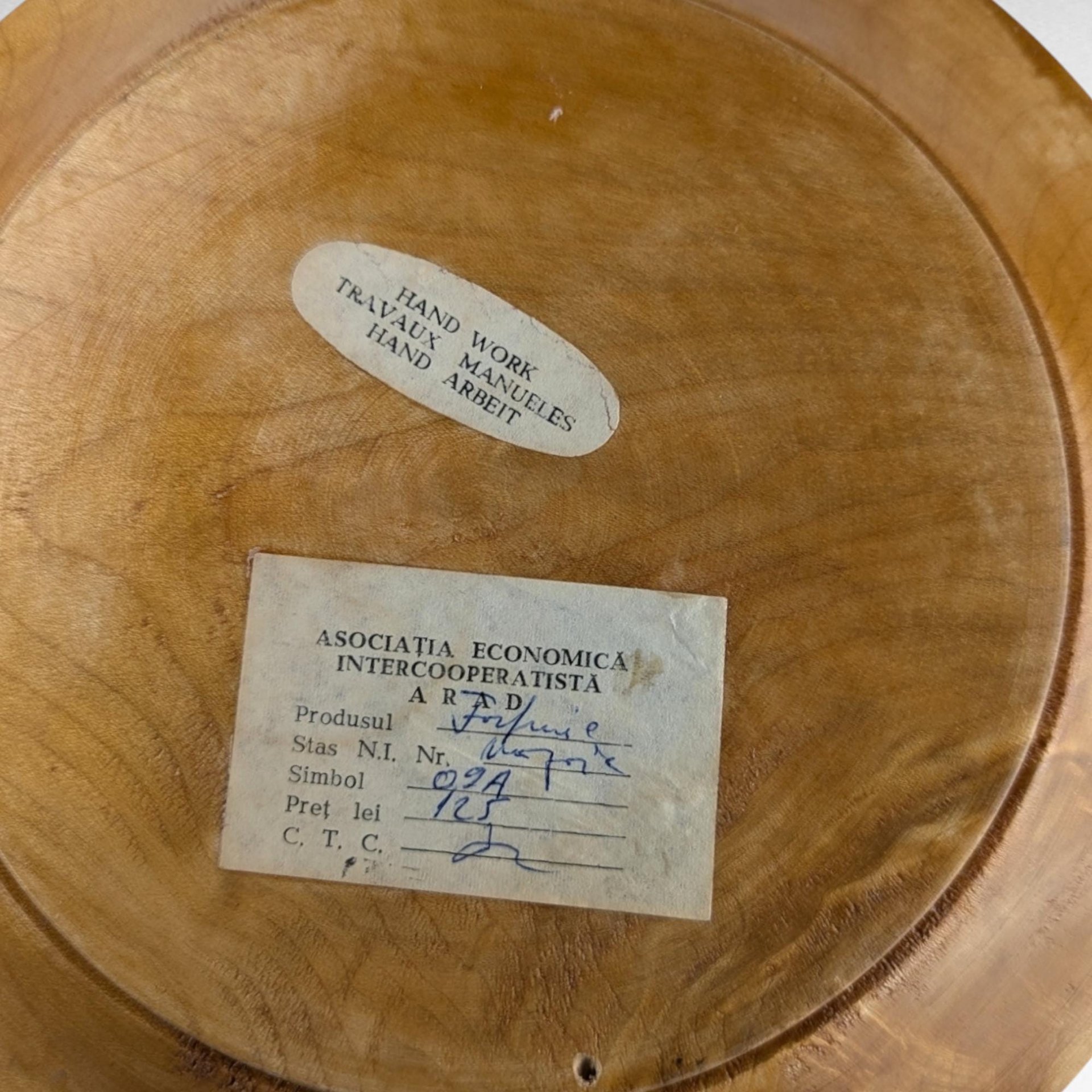 Vintage Romanian Handpainted Wooden Plate, Folk Art Wall Decor, Romanian Plate, Ethnic Decor, Gift for Collector, 8.25 Inches