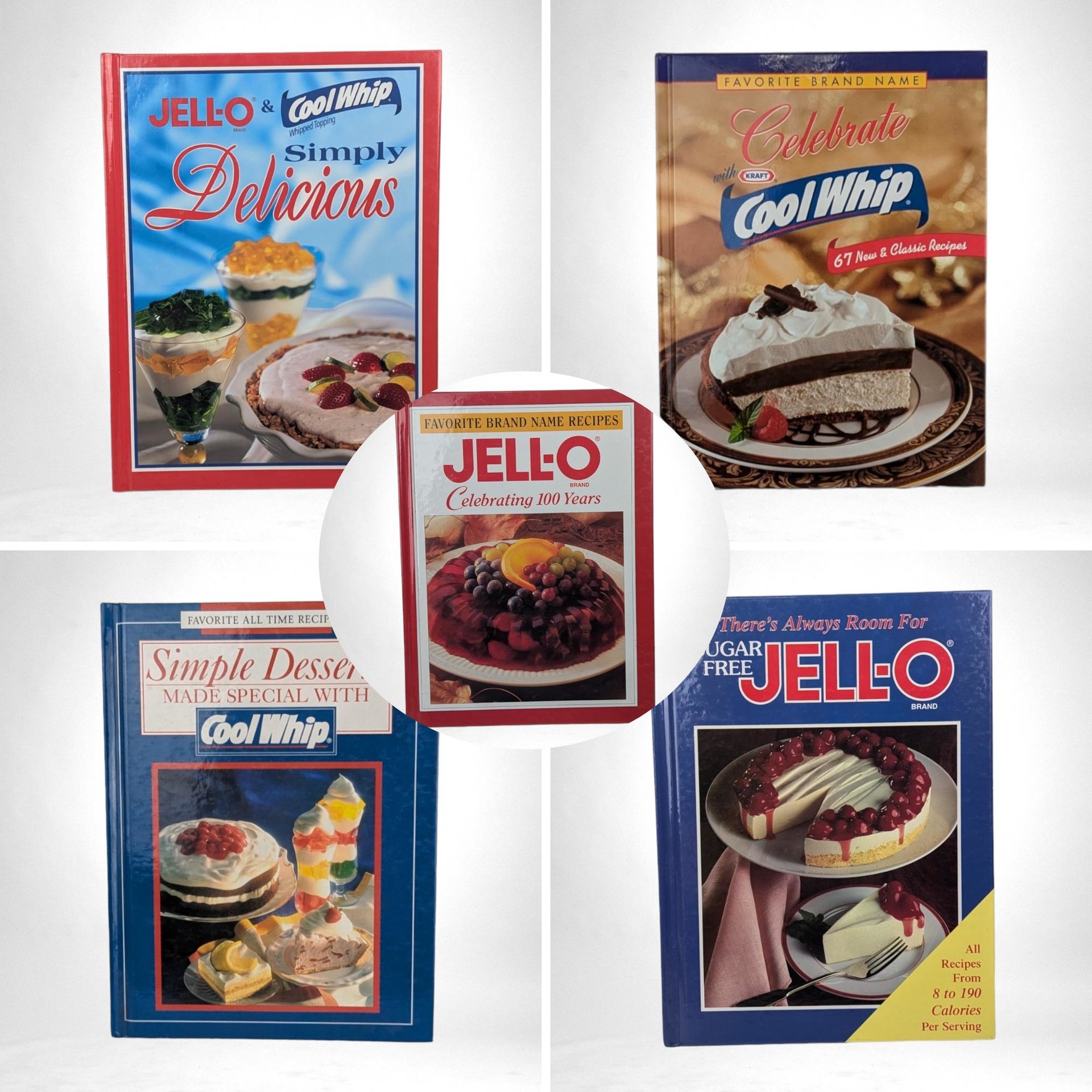 Vintage Jell-O & Cool Whip Cookbook Lot: 5 Recipe Books, 1990s-2000s Desserts, Retro Cooking, Nostalgic Recipes, Gift for Baker