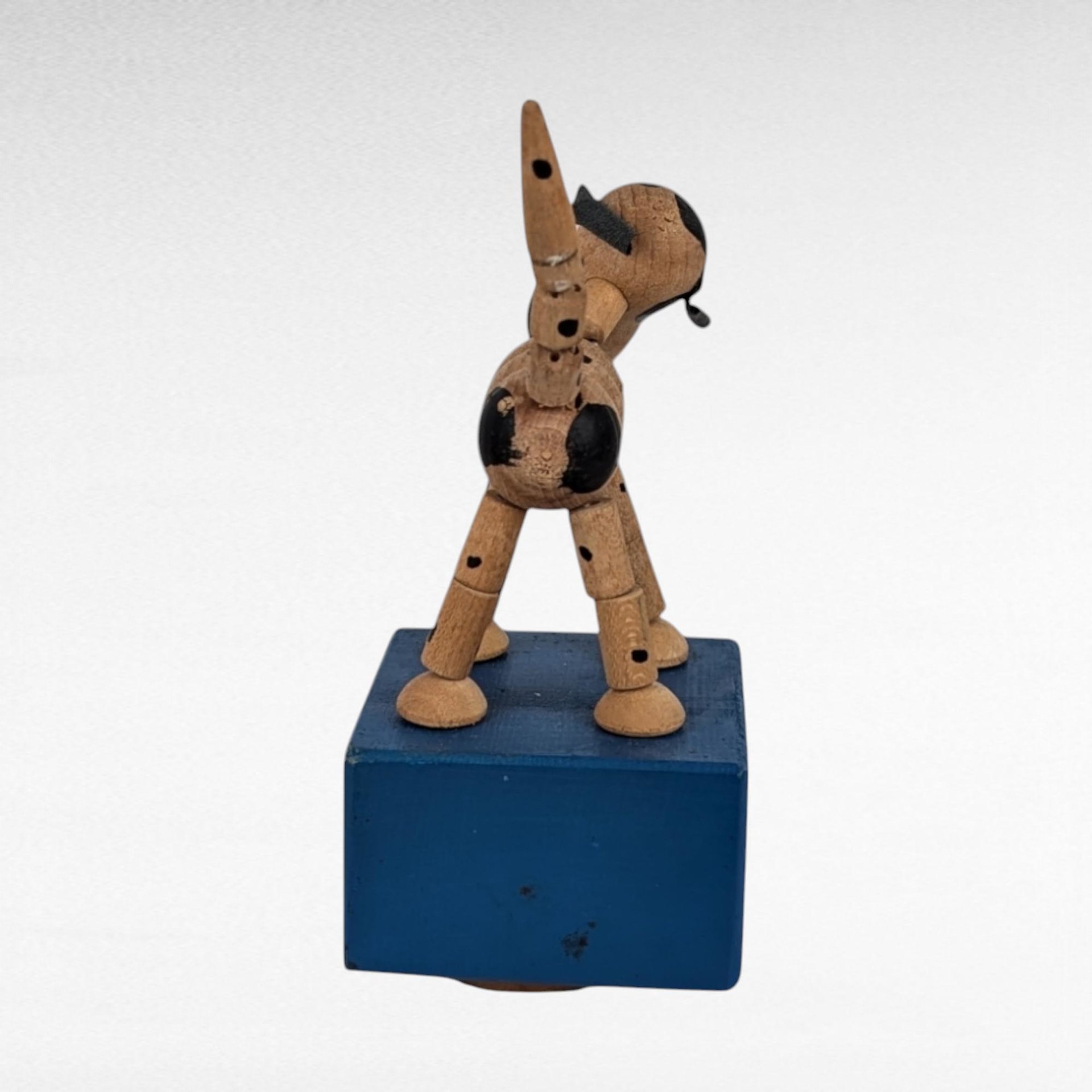 Vintage Wakouwa Wood Dog Push Toy, 5.5" Tall, Original Box, Collectible Wooden Toy, Retro Toy, Gift for Child, Nostalgic Decor