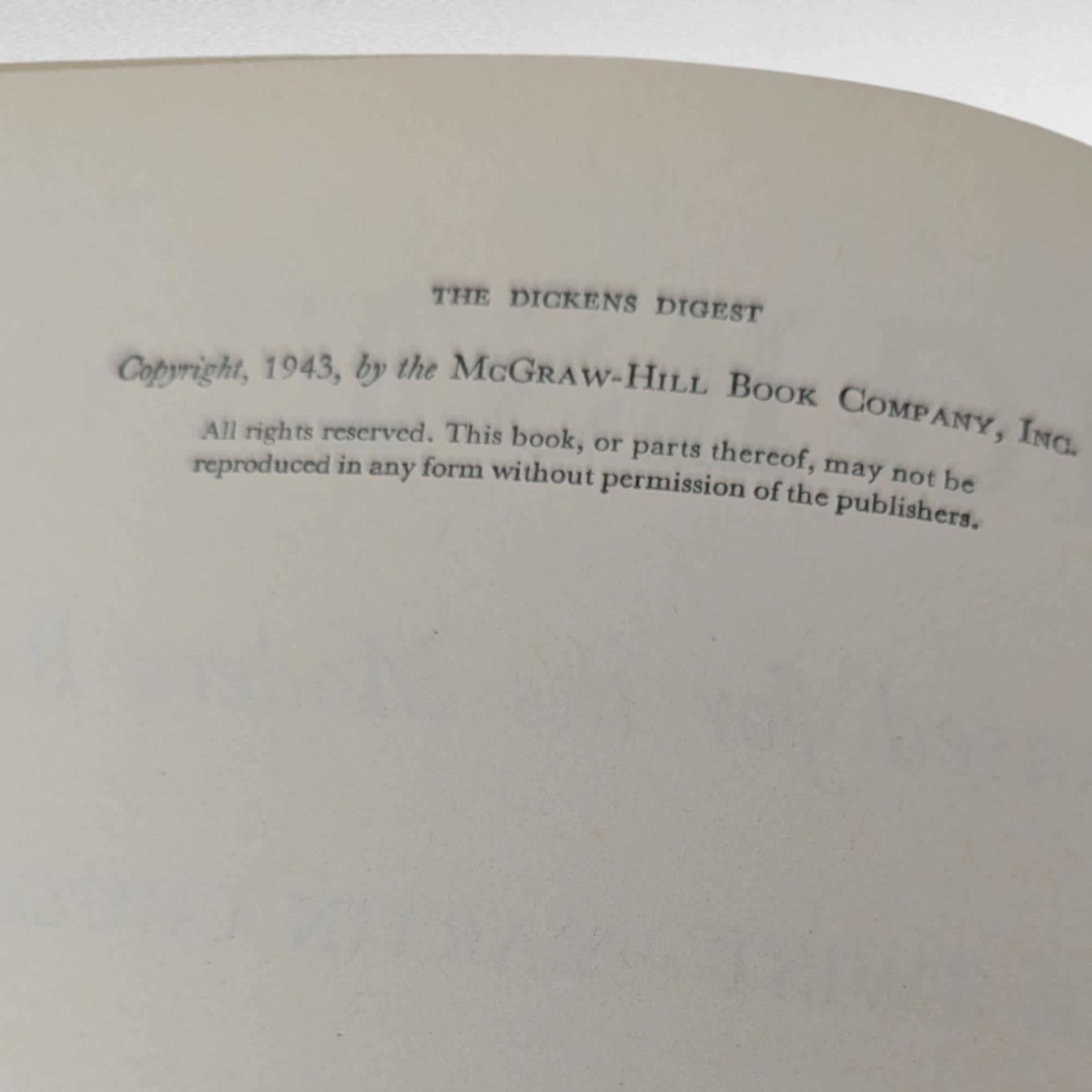 1943 The Dickens Digest, Vintage Hardcover Book, Charles Dickens Abridged Classics, Illustrated by Ronald McKay, Gift for Literature Lovers