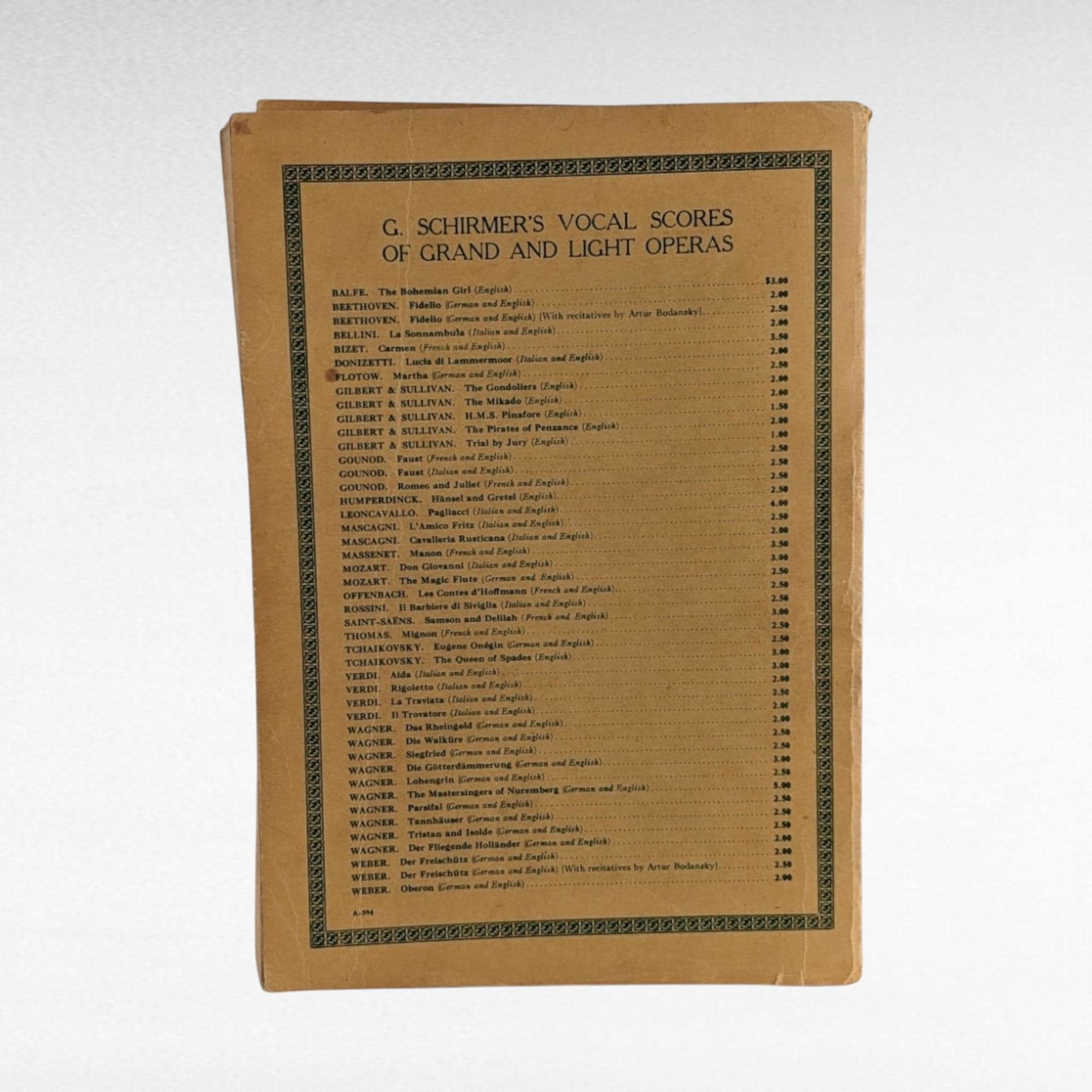 Vintage Giuseppe Verdi Aida Opera Music Book, G. Schirmer, Vocal Score, Italian & English, Gift for Opera Lover, Music Collector