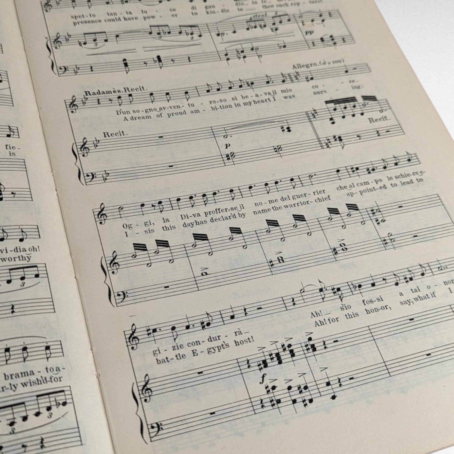 Vintage Giuseppe Verdi Aida Opera Music Book, G. Schirmer, Vocal Score, Italian & English, Gift for Opera Lover, Music Collector