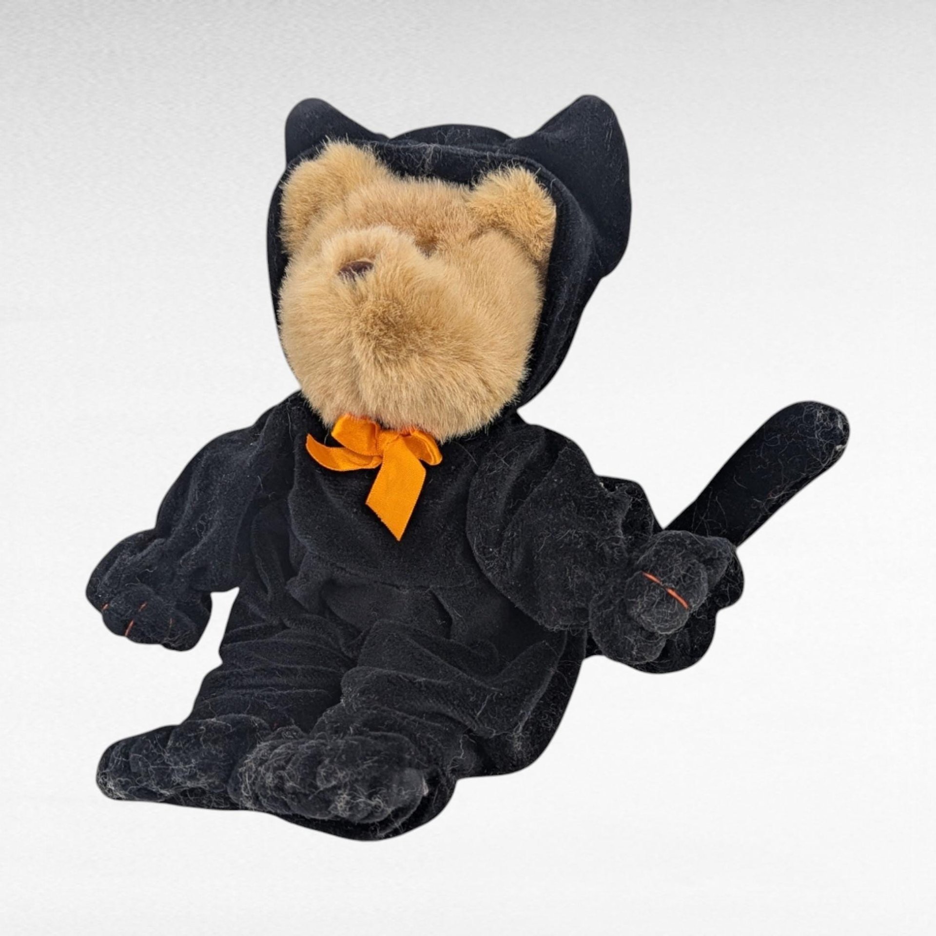 Vintage Halloween Bear Pair: Fiesta Vampire Bear & GAC Black Cat Teddy, Collectible Halloween Plush, Halloween Decor, Halloween Collector