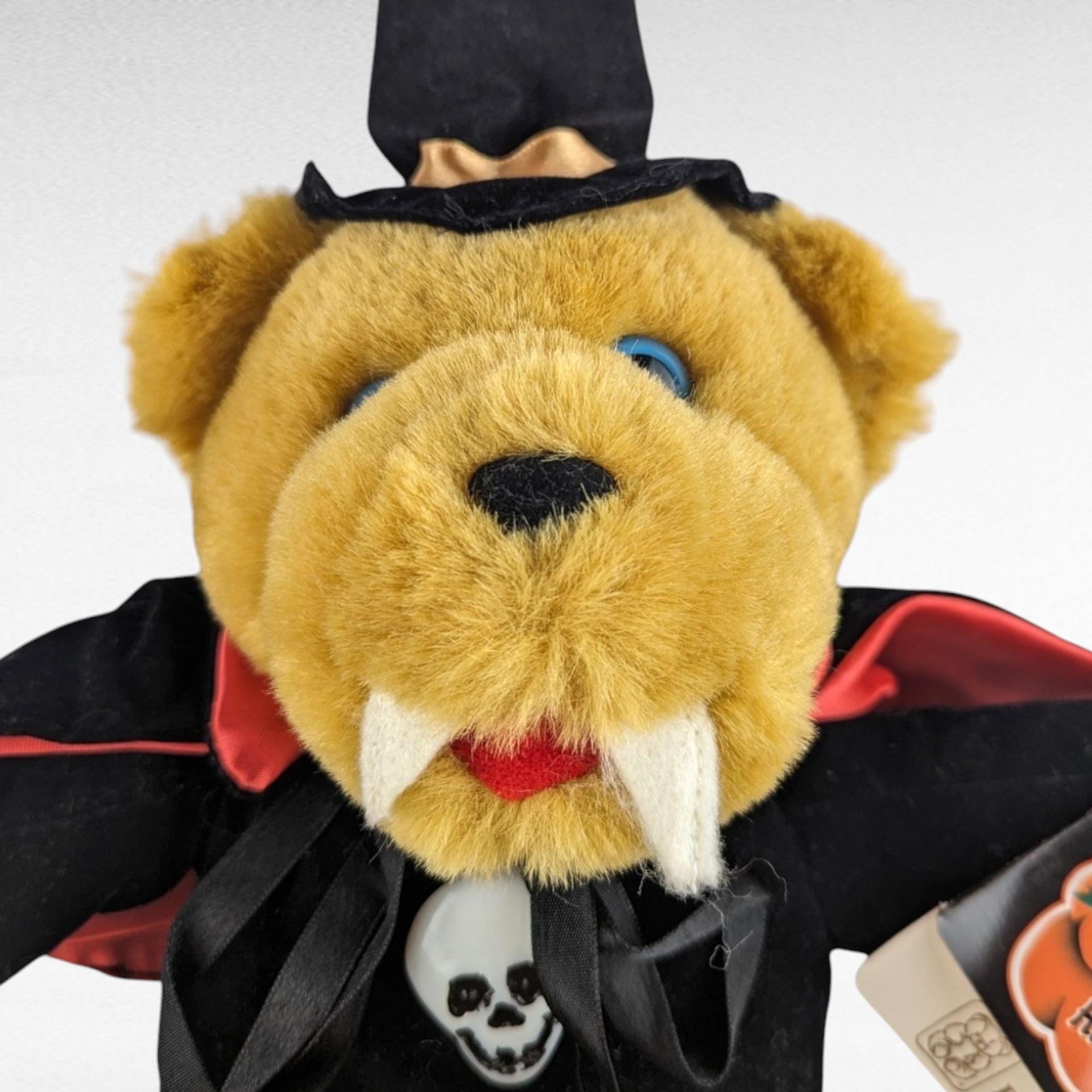 Vintage Halloween Bear Pair: Fiesta Vampire Bear & GAC Black Cat Teddy, Collectible Halloween Plush, Halloween Decor, Halloween Collector