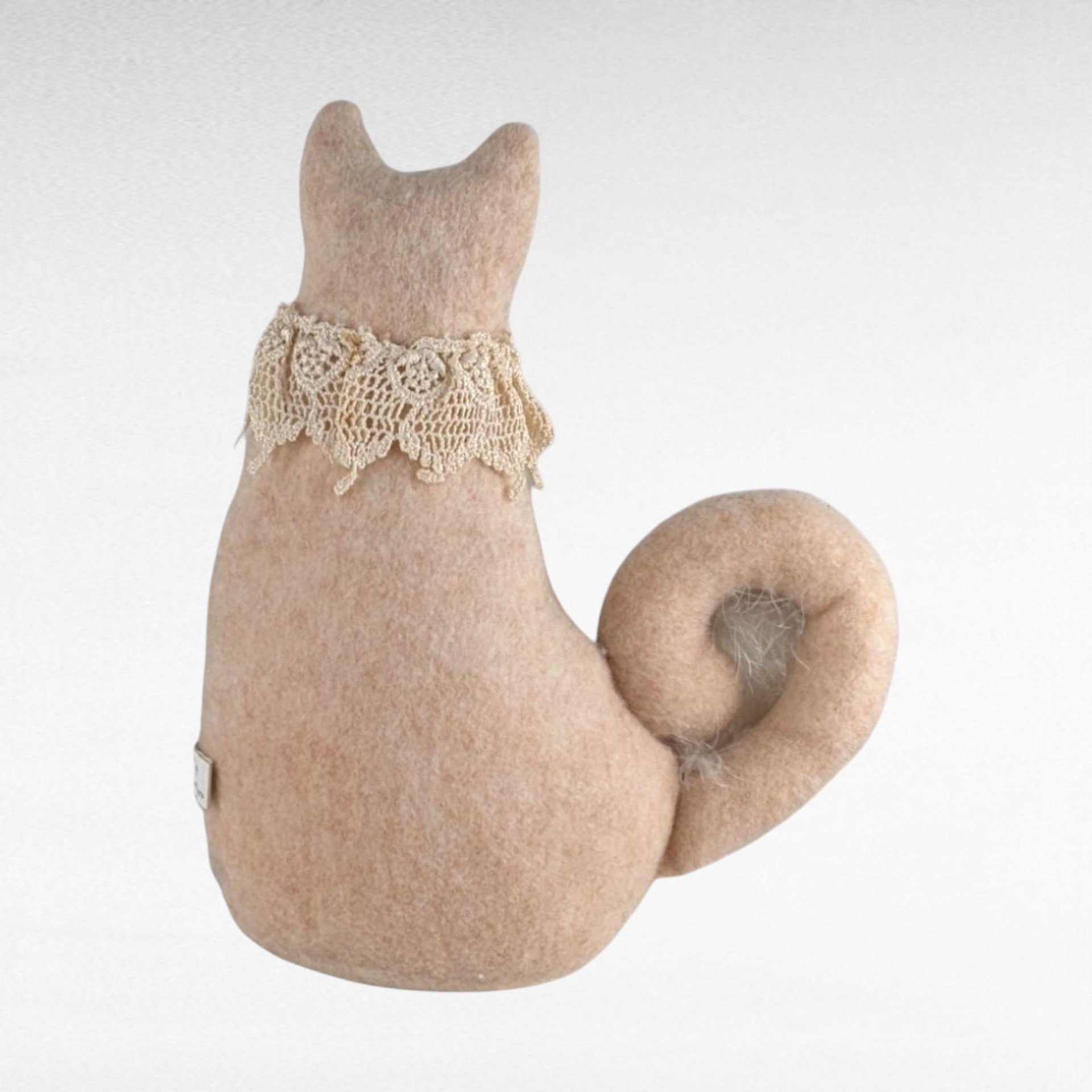 Vintage Plush Cat Pair, Handmade Cat Doll, Button Decor Cat, Collectible Cats, Gift for Cat Lovers, Vintage Plush Animals