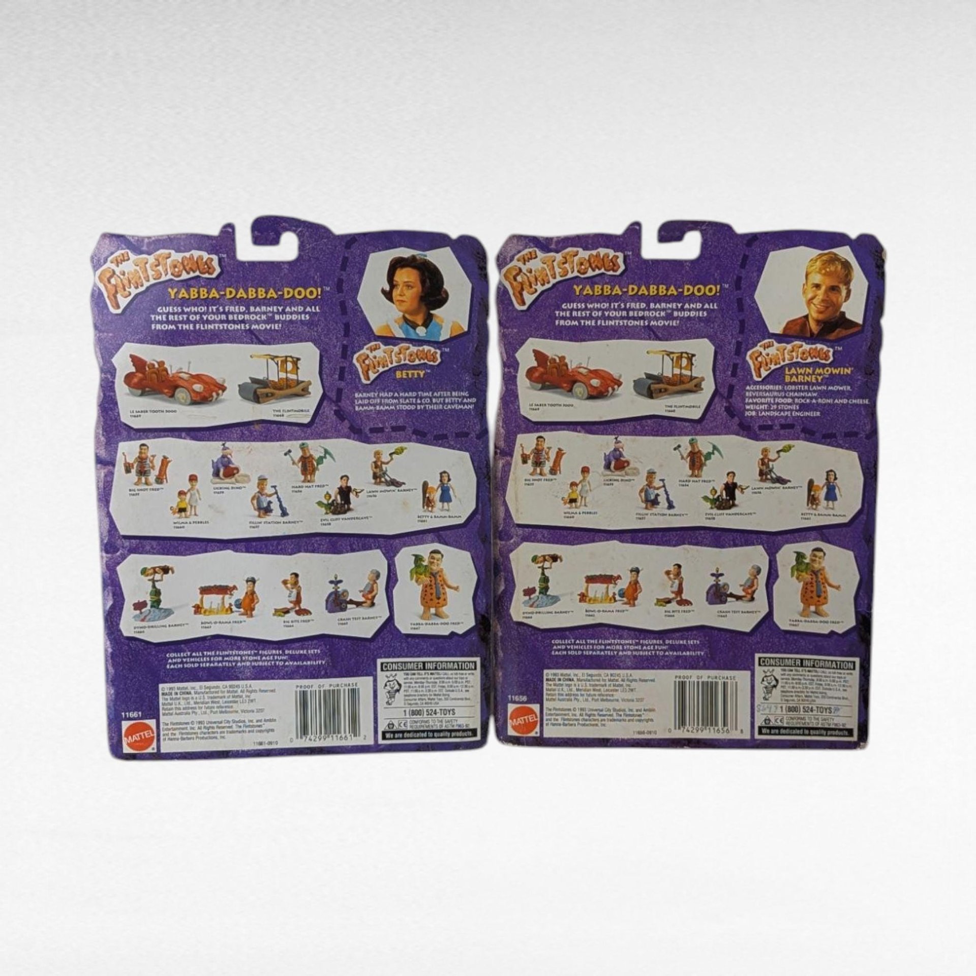 Mattel Flintstones Toy Set, Betty & Bamm-Bamm, Lawn Mowing Barney, New in Package, Vintage Collectibles