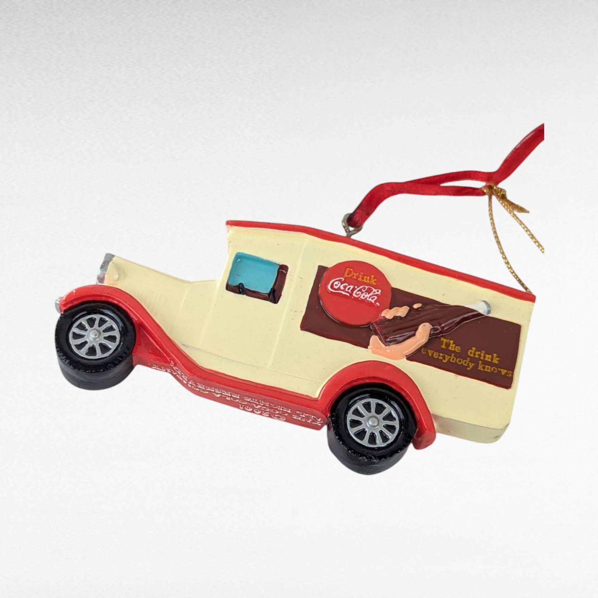 2001 Kurt Adler Coca-Cola Ornament Set, 4 Piece, Truck and Car Ornaments, Collectible Christmas Decor