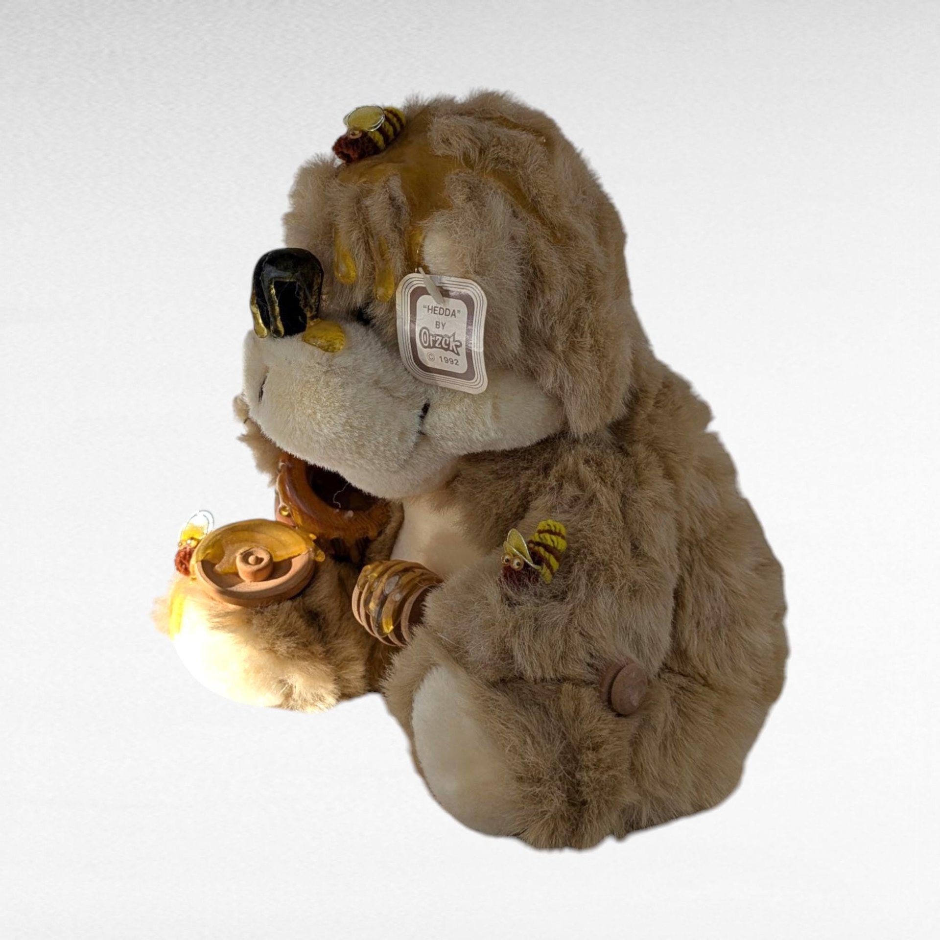 1992 Orzek Hedda Plush Bear, 10" Honey Bear with Bees, Vintage Collectible Bear, Unique Plush Gift, Teddy Bear Lover Gift
