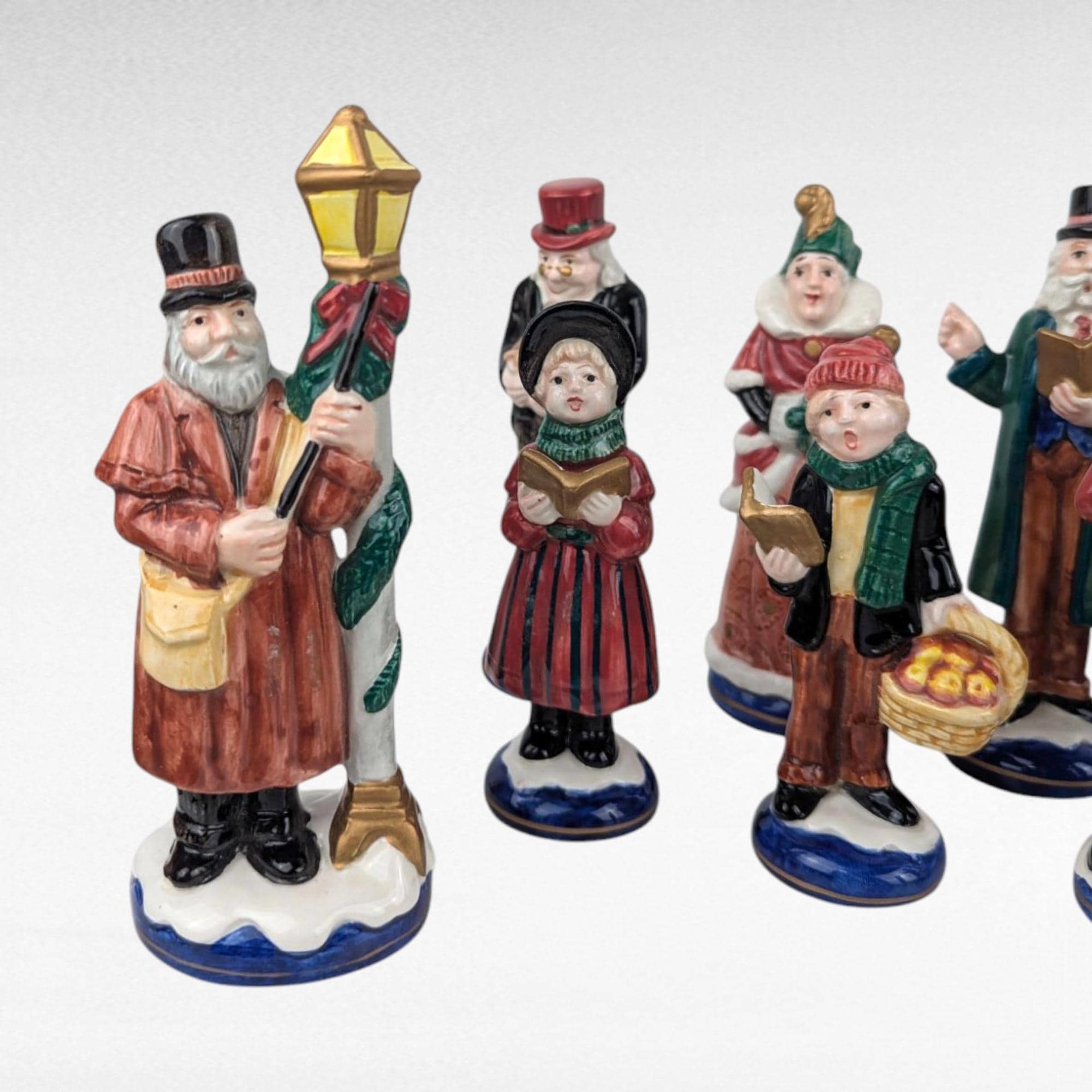 Vintage Fitz and Floyd Caroler Set, A Christmas Carol 1843-1993, Porcelain Figurines, Collector Series, Holiday Decor, Gift for Dickens Fans