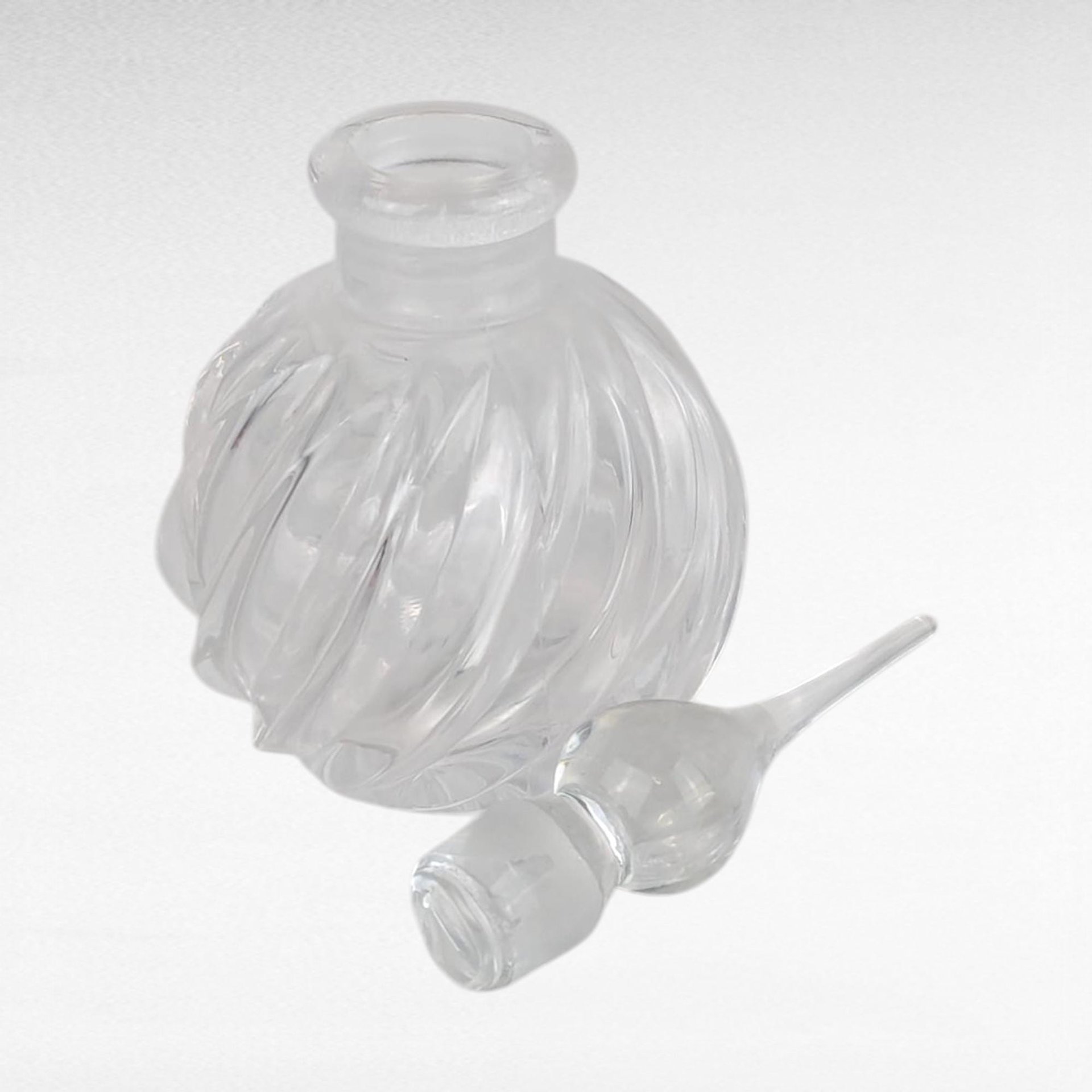 Vintage Clear Glass Perfume Bottle, Swirled Design, Decorative Bottle, Gift for Her, Vanity Decor, Collectible Perfume Bottle