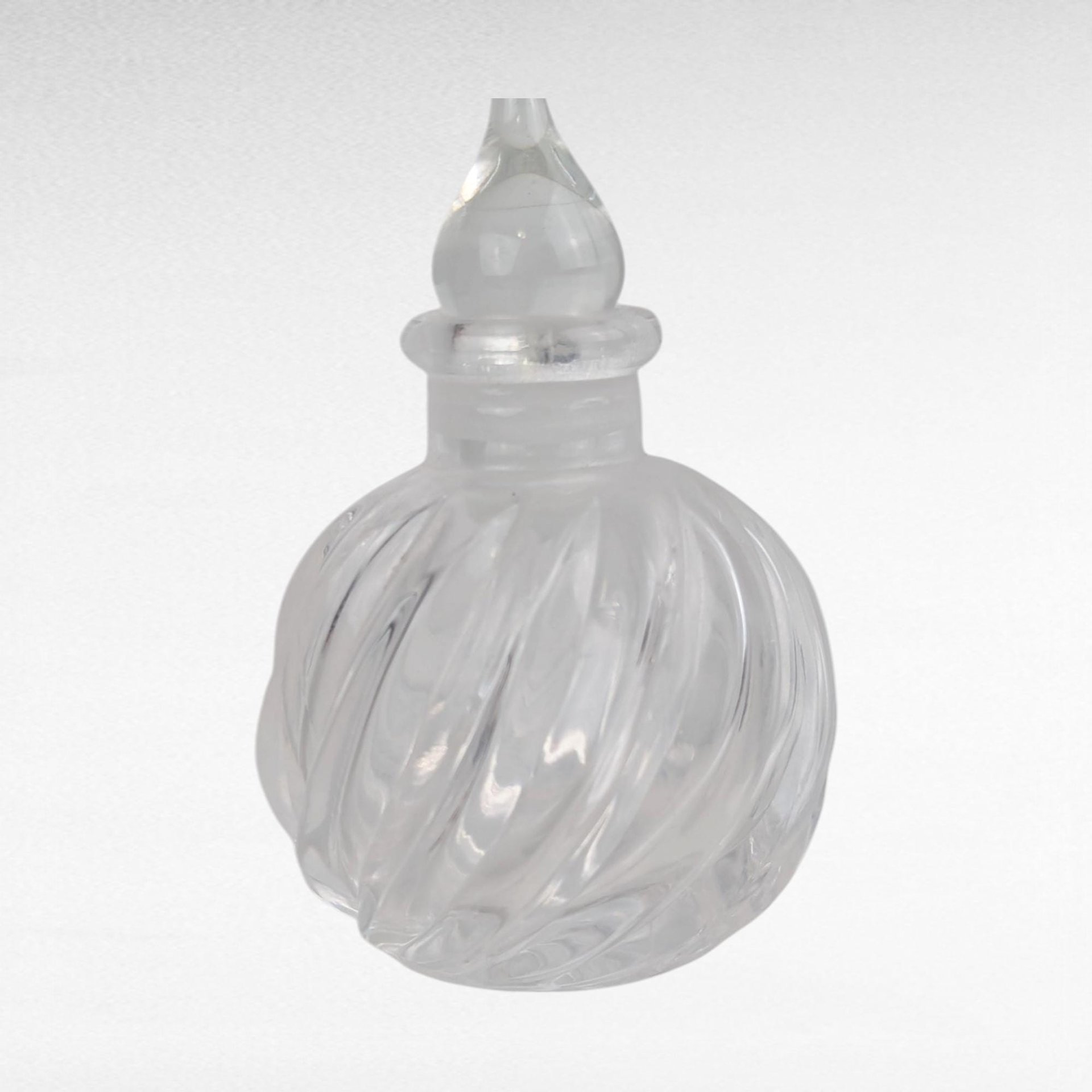 Vintage Clear Glass Perfume Bottle, Swirled Design, Decorative Bottle, Gift for Her, Vanity Decor, Collectible Perfume Bottle