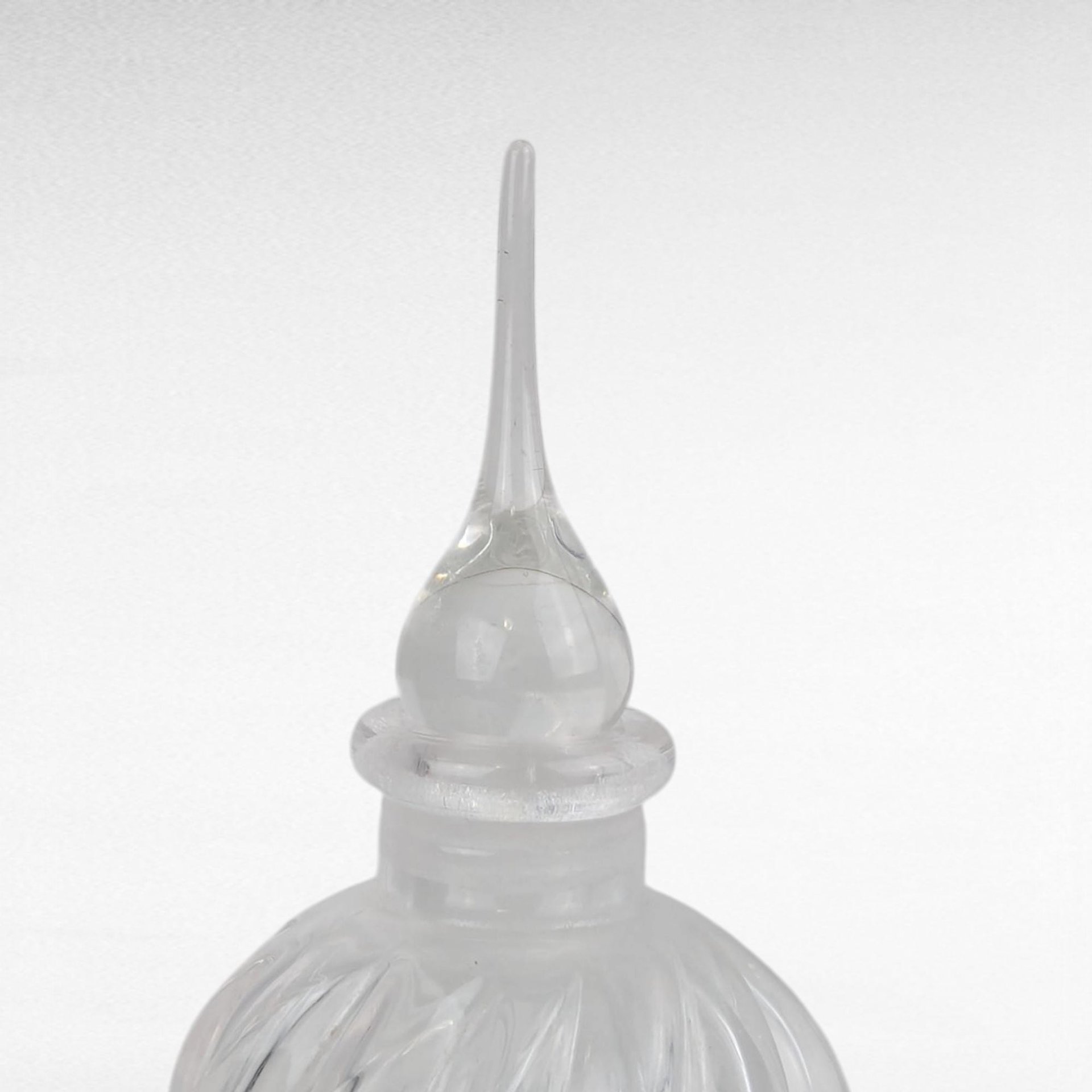 Vintage Clear Glass Perfume Bottle, Swirled Design, Decorative Bottle, Gift for Her, Vanity Decor, Collectible Perfume Bottle