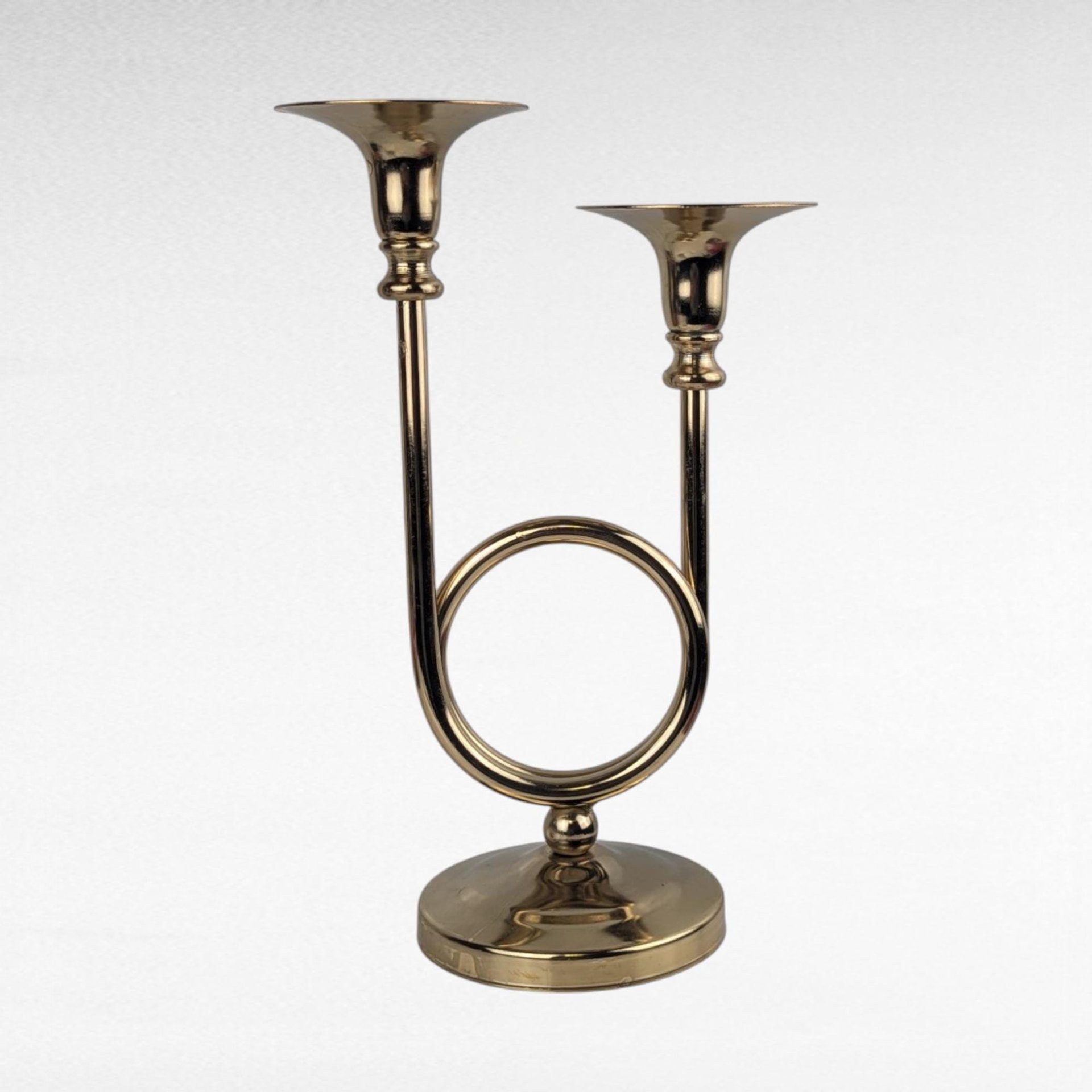Vintage Brass Double Taper Candle Holder. 