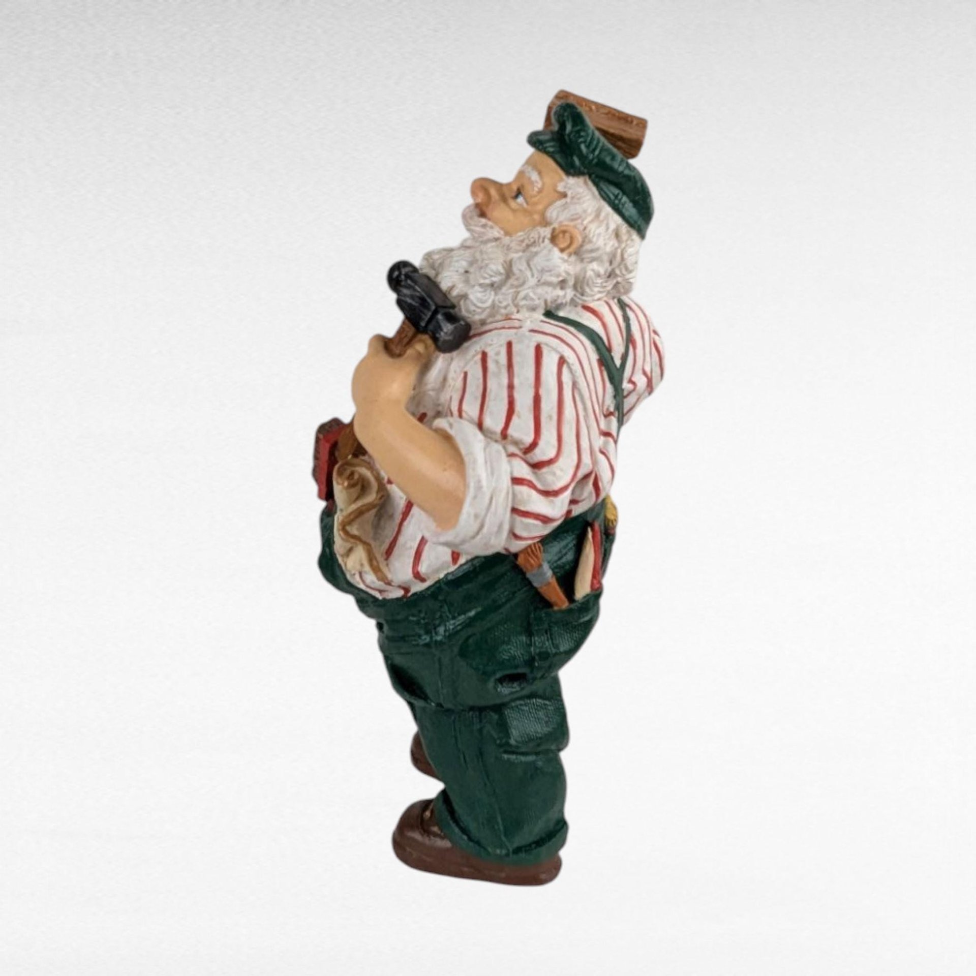 Vintage Silvestri Handyman Santa Figure, Resin Christmas Decor, Collectible Santa Claus, Unique Holiday Gift, Santa with Tools
