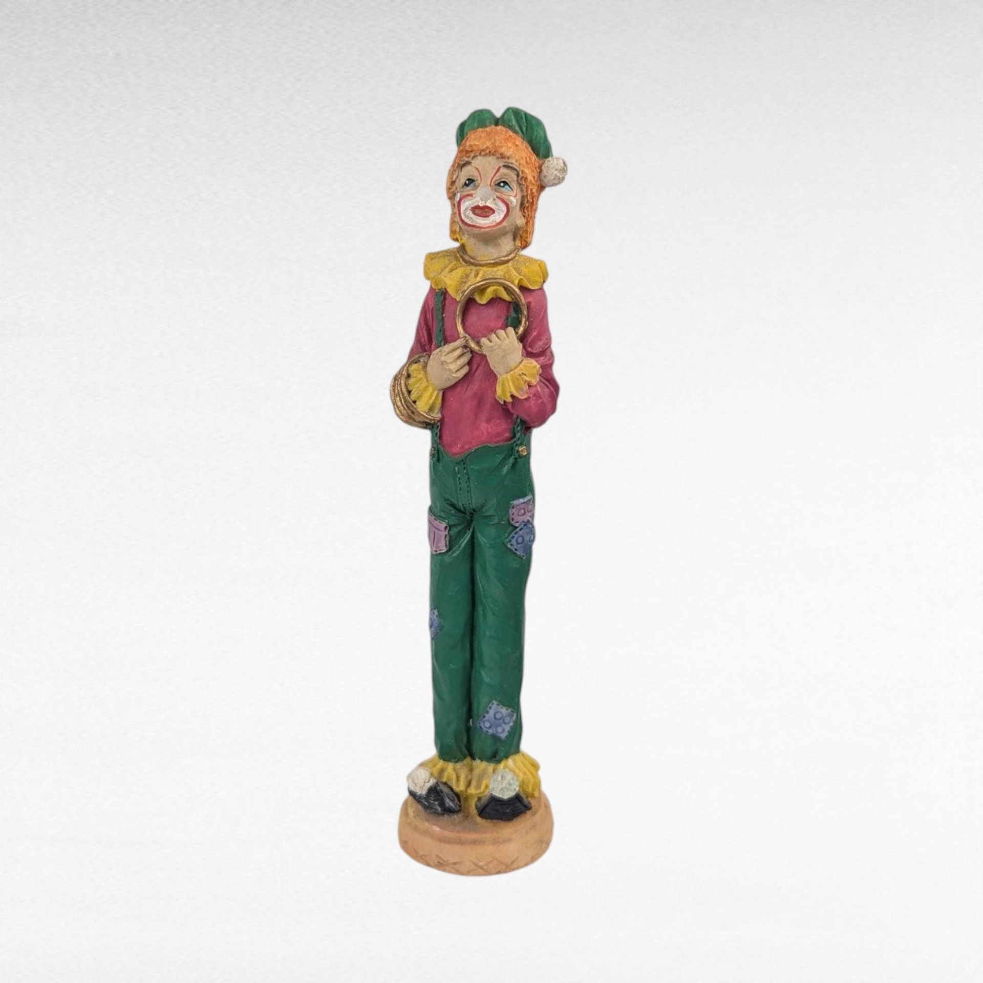 Vintage Resin Clown Figurines, Set of 3, 5.75 Inch Height, Whimsical Clown Decor, Collectible Clown Statues, Gift for Clown Enthusiasts