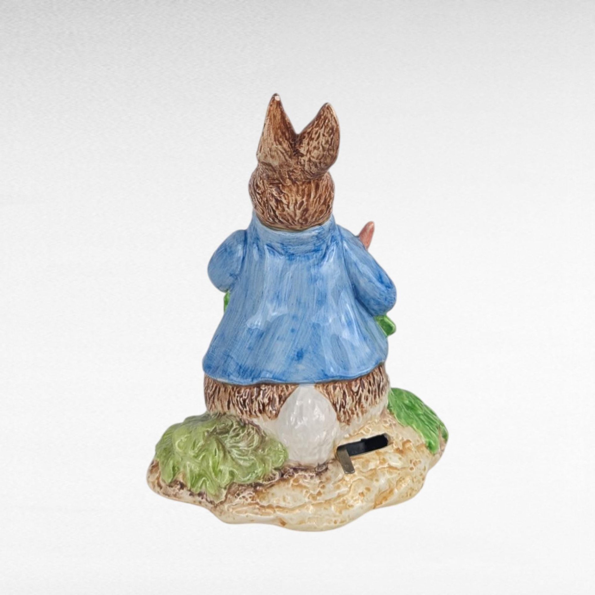 Vintage Schmid Peter Rabbit Music Box, "Here Comes Peter Cottontail" Tune, Beatrix Potter Ceramic Figurine, Collectible Children's Gift