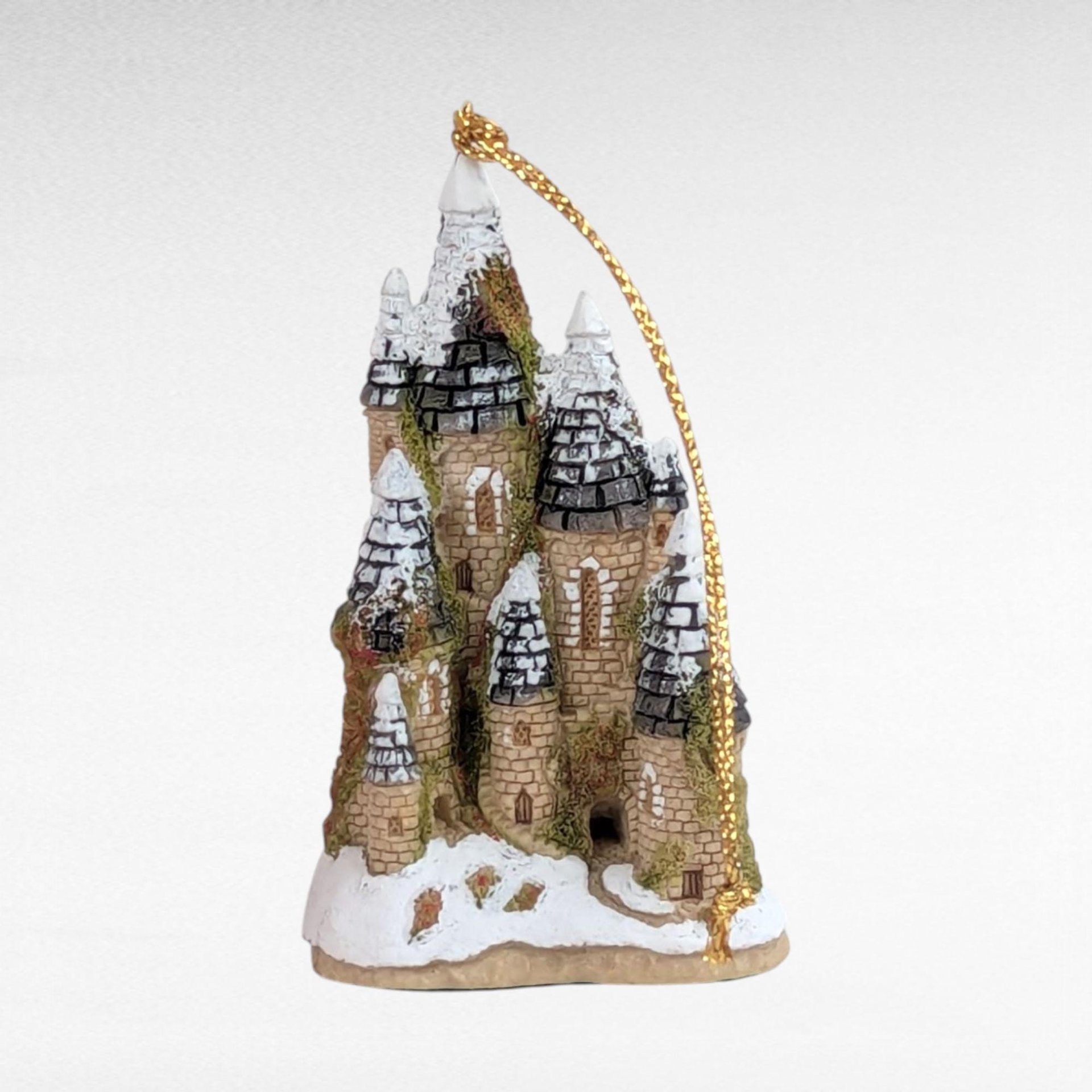 Set of 4 Vintage David Winter Christmas Ornaments, Fairytale Castle, Tudor Manor, Collectible Holiday Decor, Gift for Collector