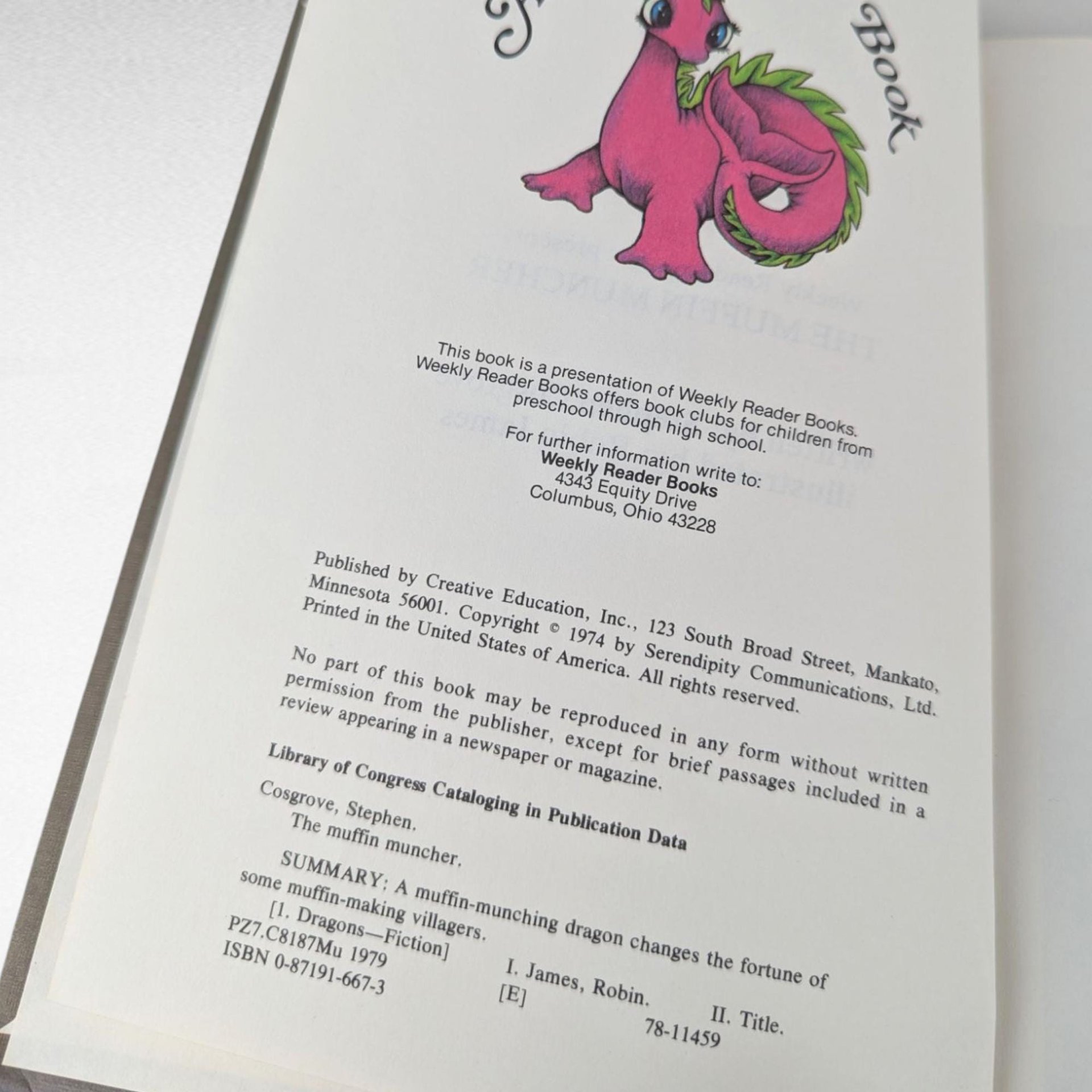 1974 The Muffin Muncher Hardcover Book, Stephen Cosgrove, Vintage Children's Book, Dragon Story, Collectible Kids Book, Illustrated Book