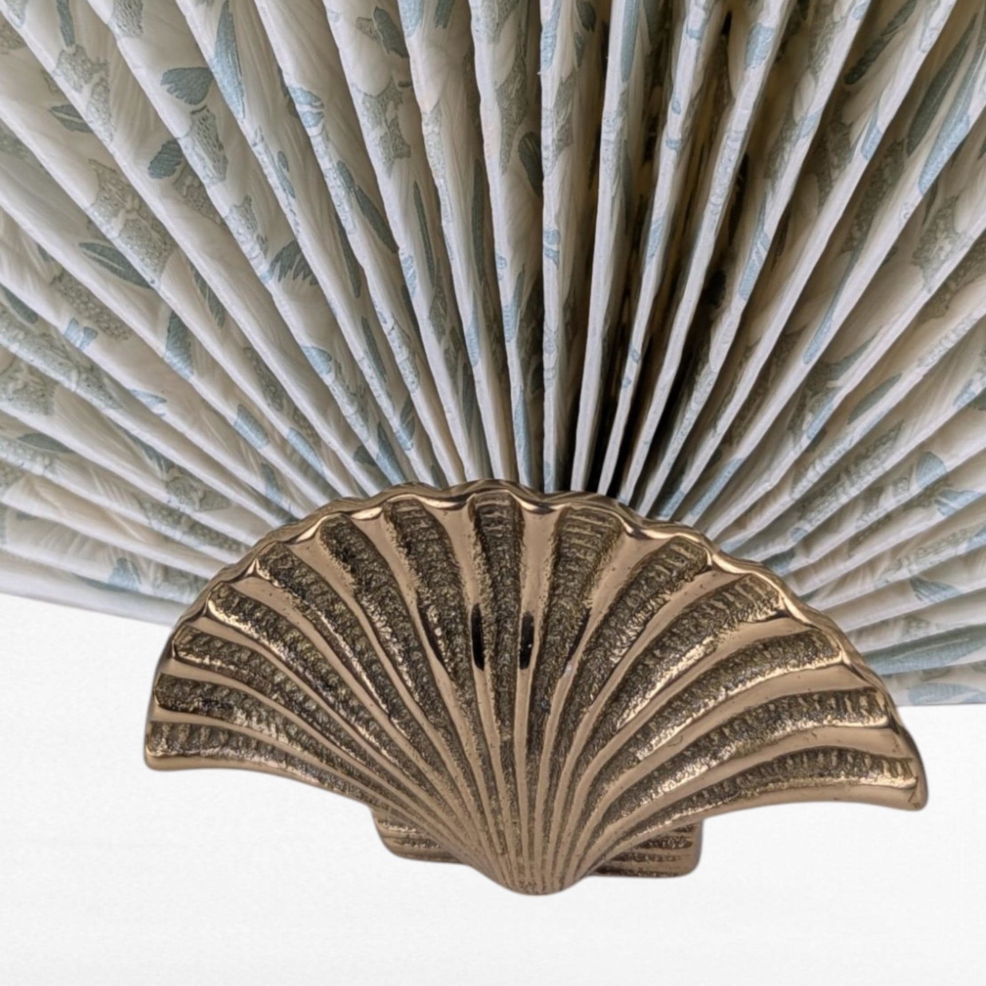 40.5" Vintage Fan Screen, Fabric Fireplace Decor, "Fan-Fare of Sheets"