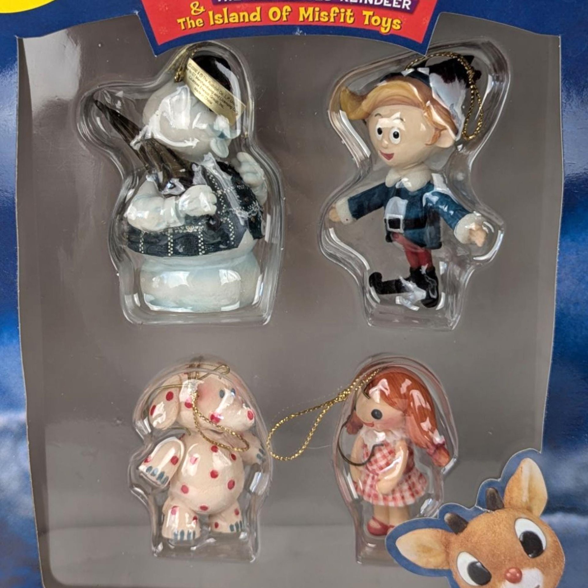 2000 Enesco Rudolph & Misfit Toys Ornament Set, 4 Piece, New in Package, Vintage Christmas Ornaments
