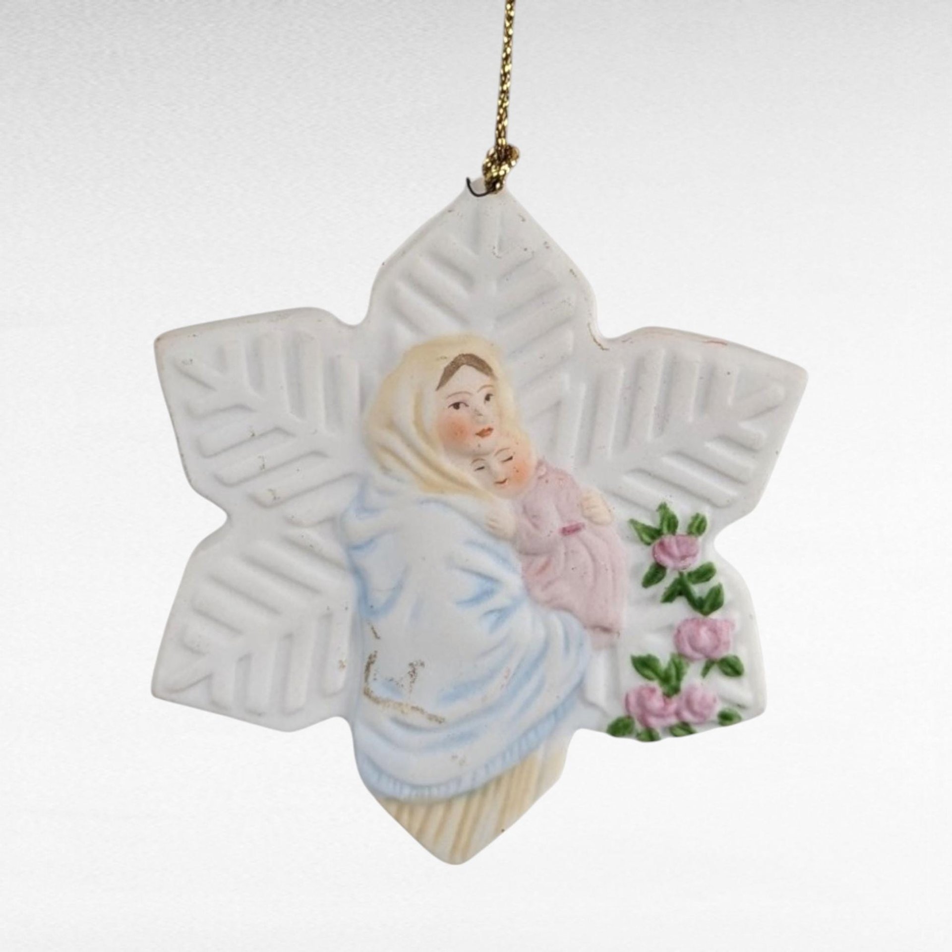 Vintage Christmas Angel Lot, Madonna Ornament, Cherub, Pewter Snowflake, Praying Boy, Crystal Pewter Cross, Holiday Decor