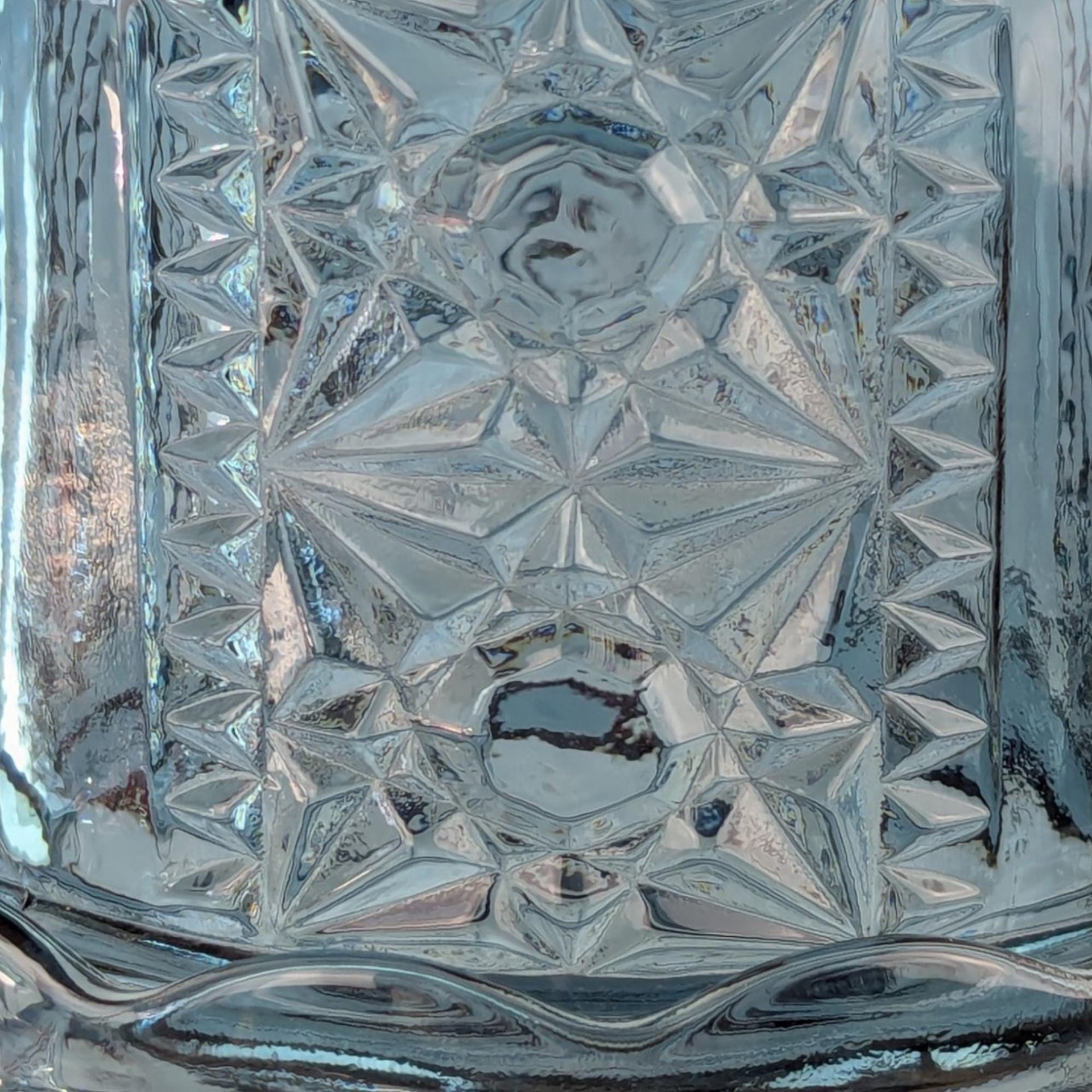 Vintage Blue Indiana Glass Fairy Lamp, 2 Piece, Stars & Bars Pattern, Collectible Glassware, Candle Holder