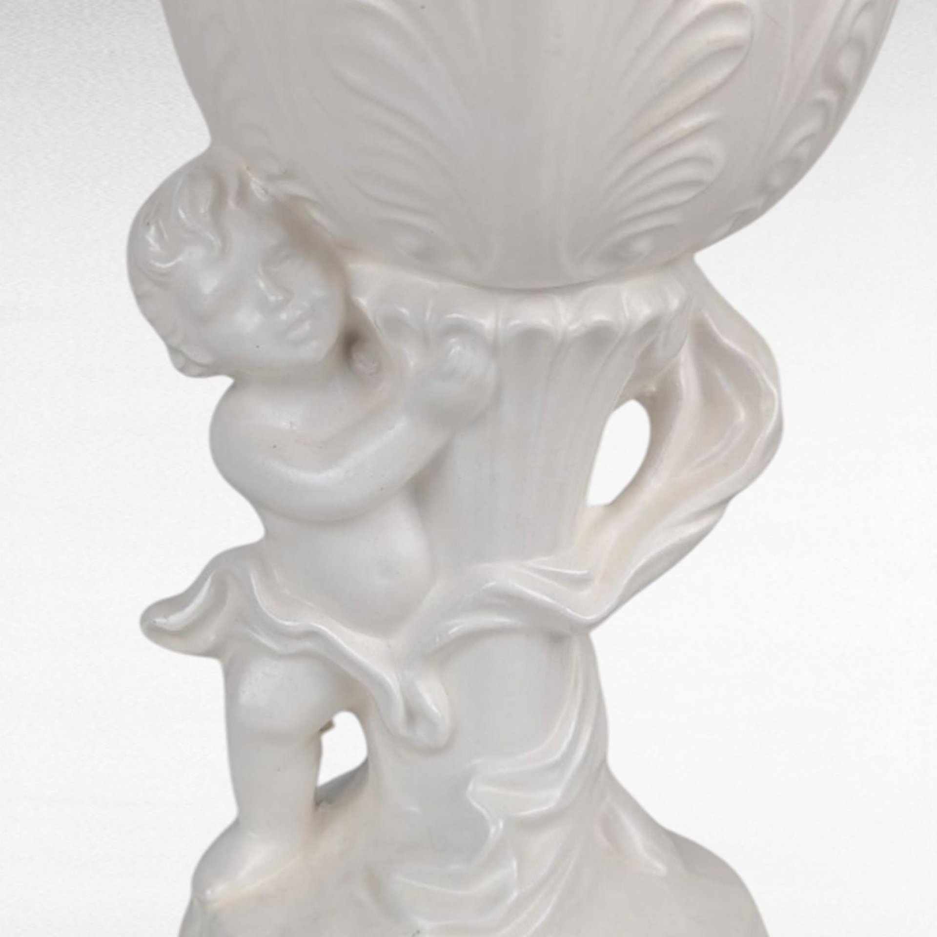 Vintage Napcoware White Ceramic Bowl with Cherub, Angel Vase, Floral Decor, Collectible Vase, Cherub Planter, Home Decor, Vintage Napco