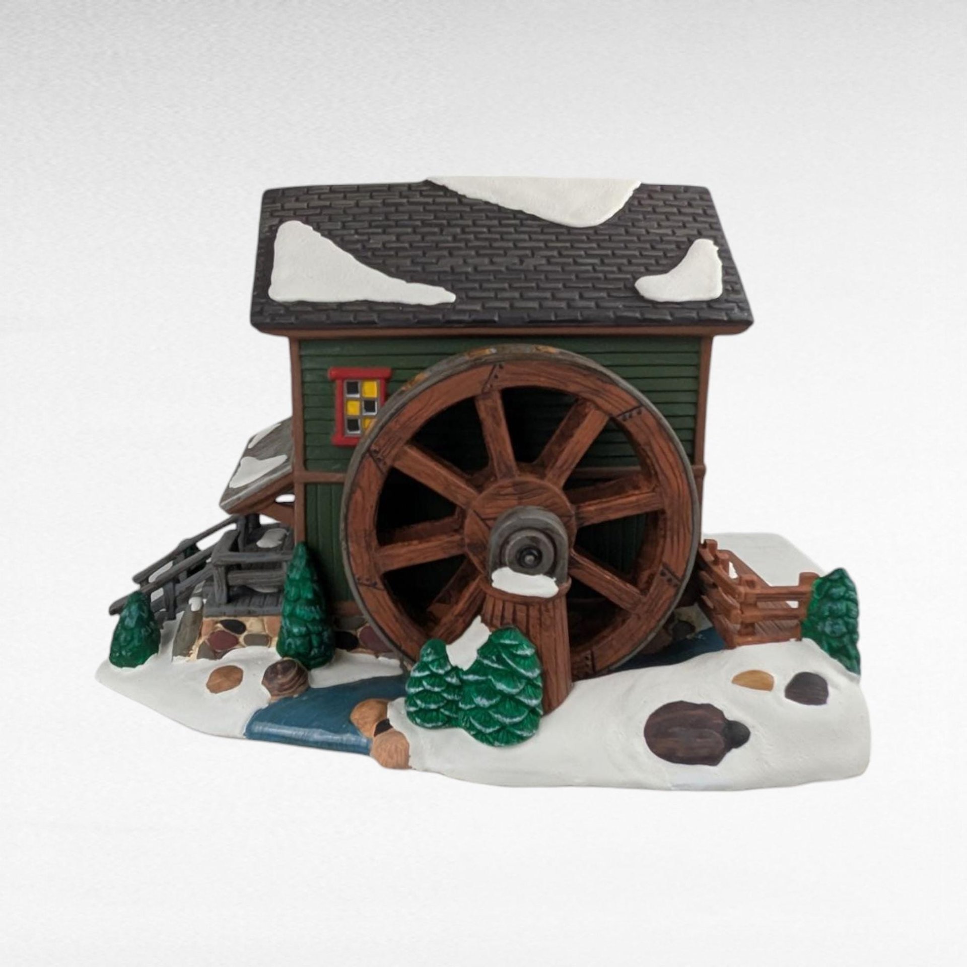 1998 Dept 56 Rock Creek Mill House, Ceramic Village Building, Handpainted Christmas Decor, Lighted Holiday House, Collectible Village Piece