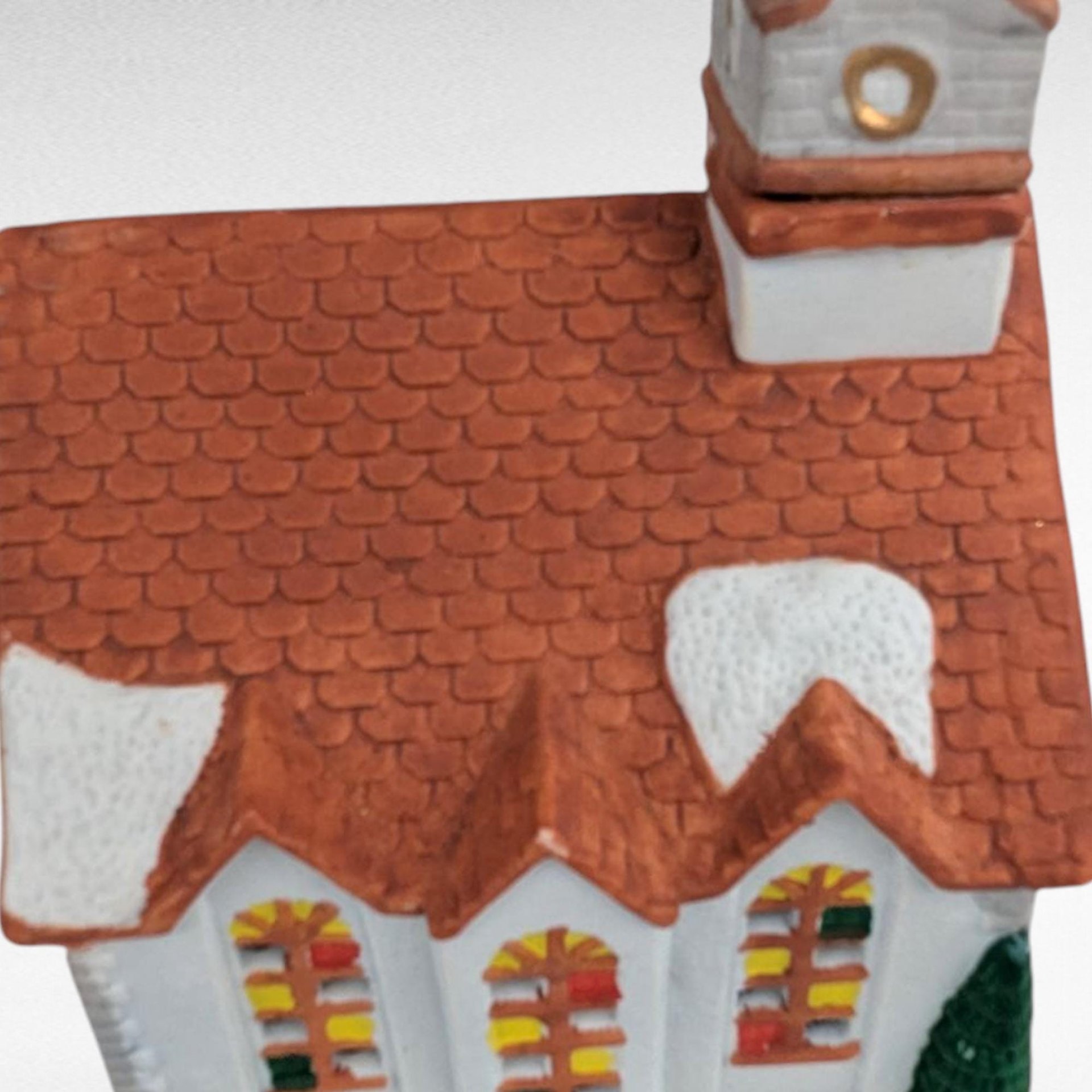 1989 Rex and Lee Ceramic Church Building, Vintage Village Display Piece, Hand-Painted Church Decor, Holiday Village Addition