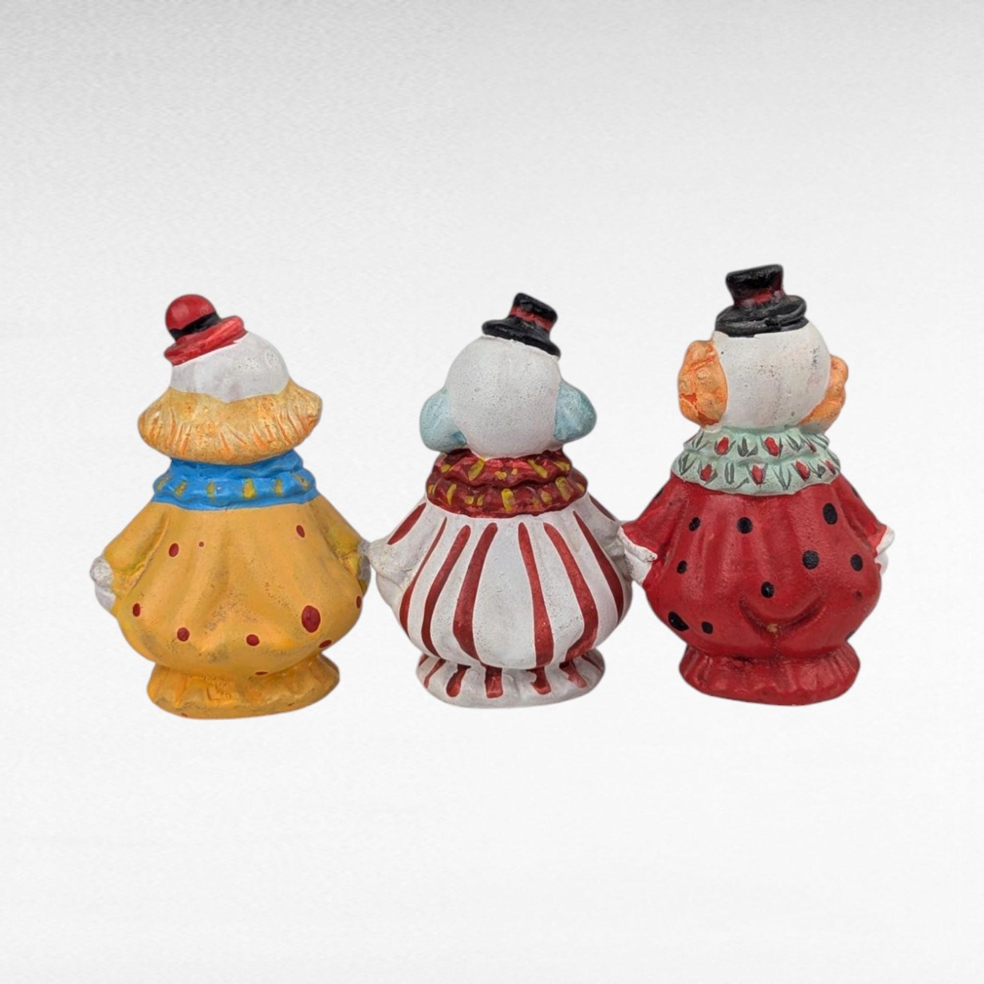 Vintage Ceramic Clown Figurines, Set of 3, Clown with Hats, Collectible Clown Decor, Made in China