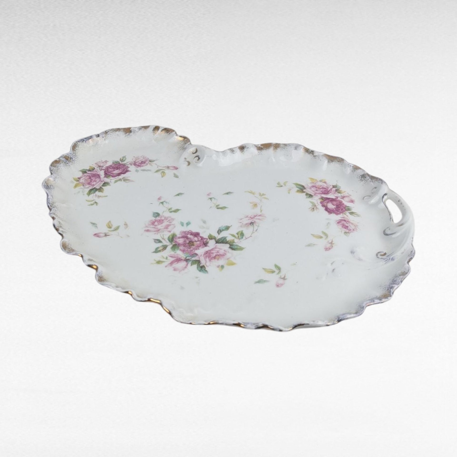 Antique Limoges W.G Floral Porcelain Platter - French Dresser Tray Vanity Decor
