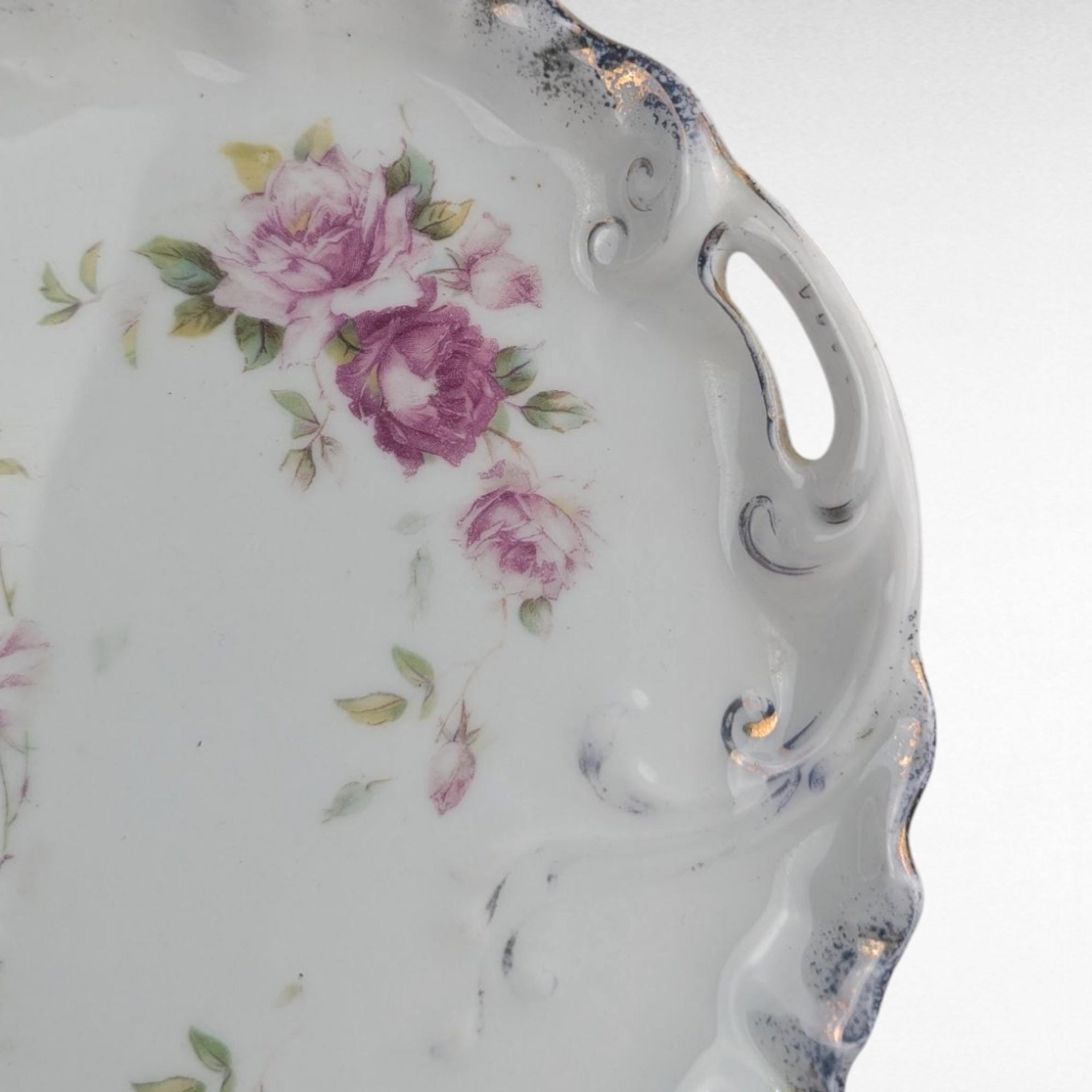 Antique Limoges W.G Floral Porcelain Platter - French Dresser Tray Vanity Decor