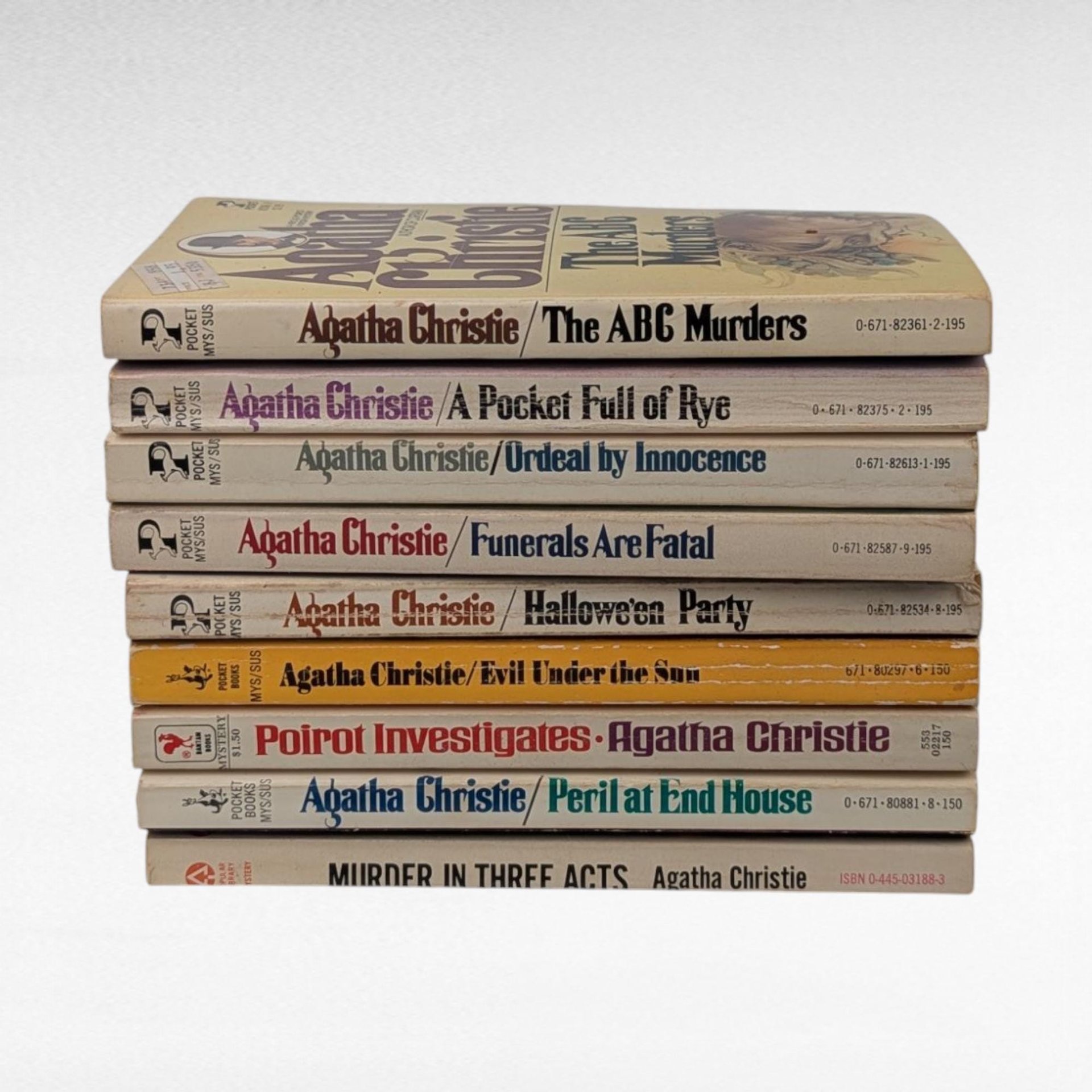 Vintage Agatha Christie Softcover Set, 9 Mystery Books, Collectible Crime Fiction, Gift for Book Lover, Paperback Novels